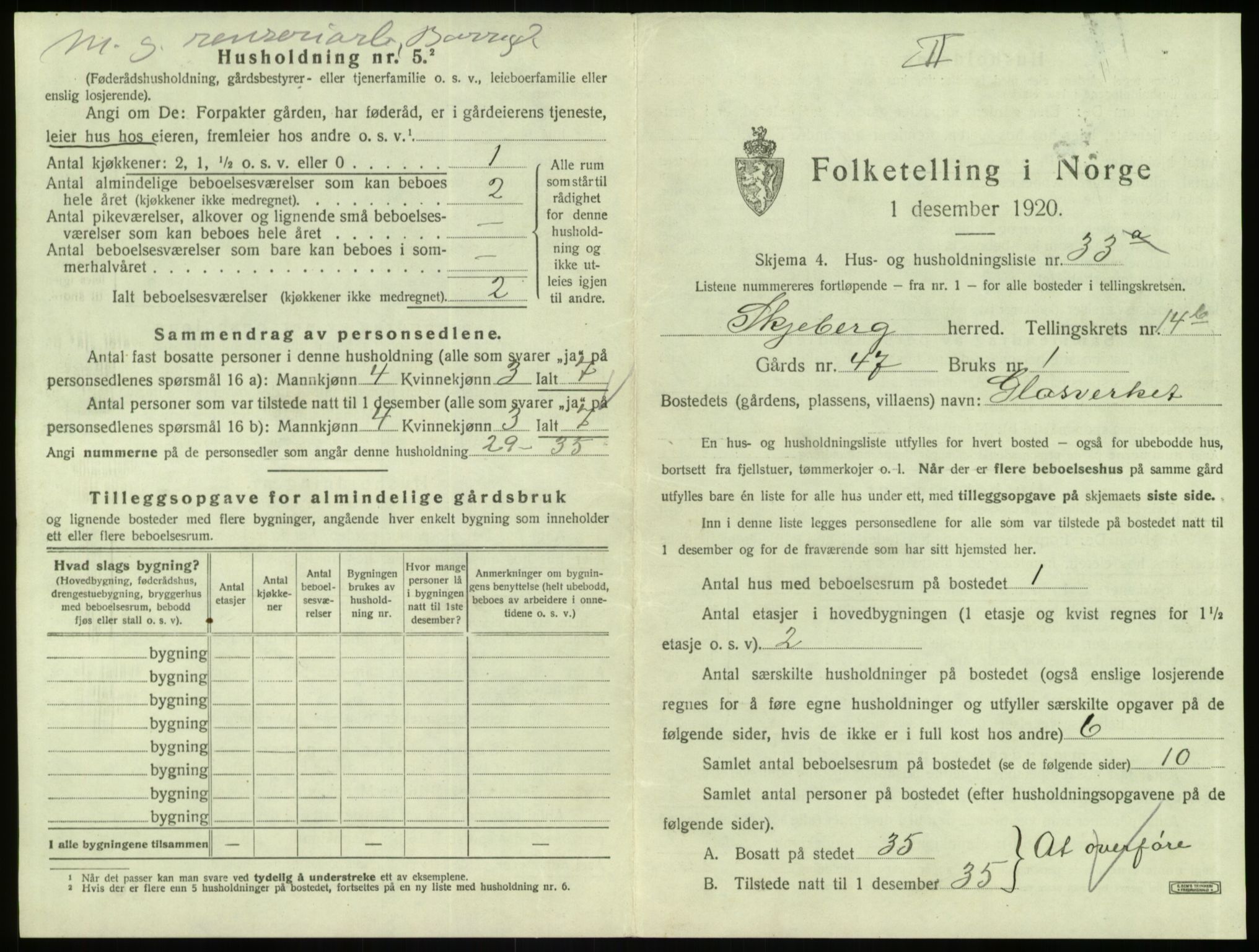 SAO, 1920 census for Skjeberg, 1920, p. 2079