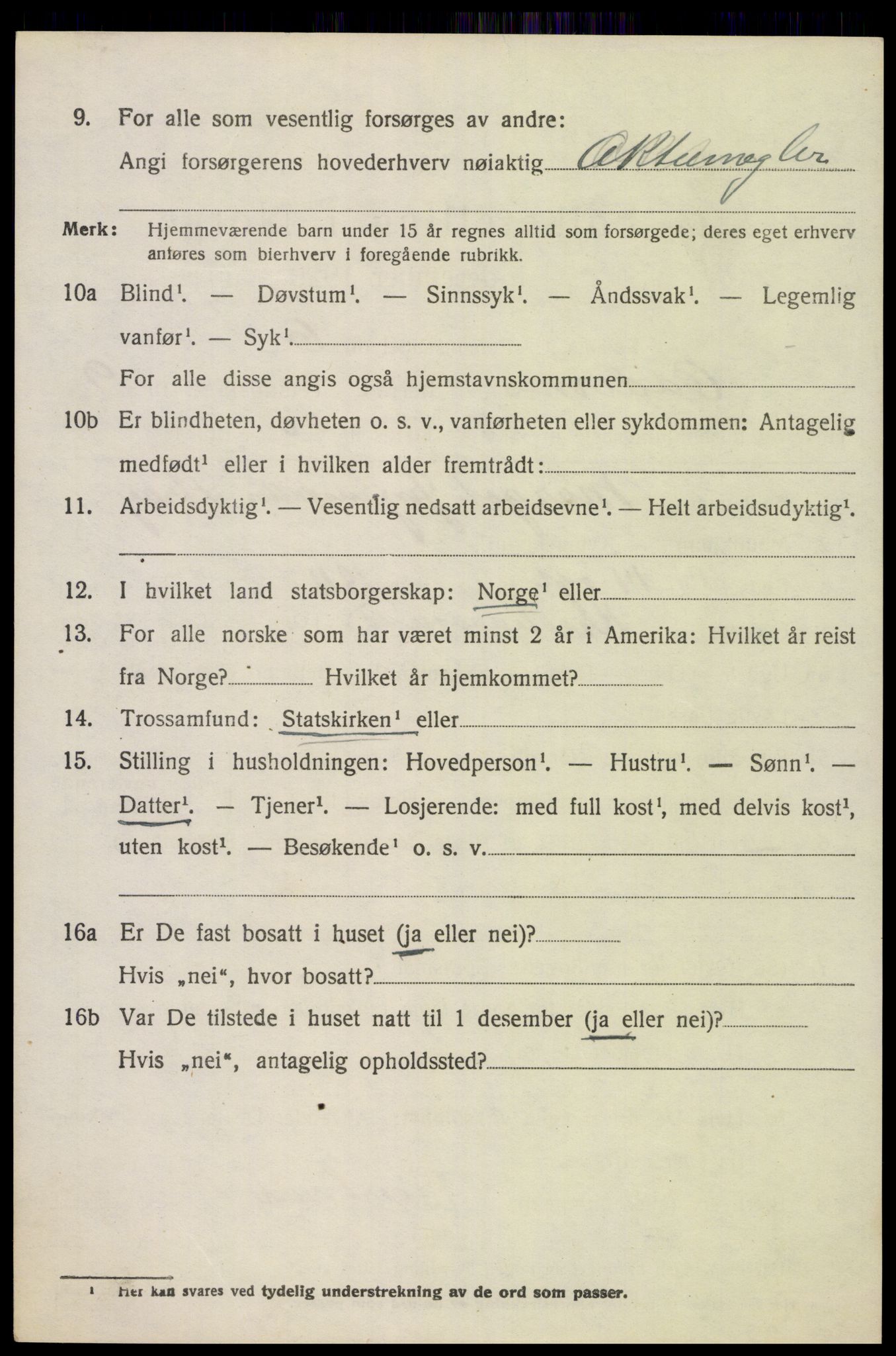 SAK, 1920 census for Oddernes, 1920, p. 6358