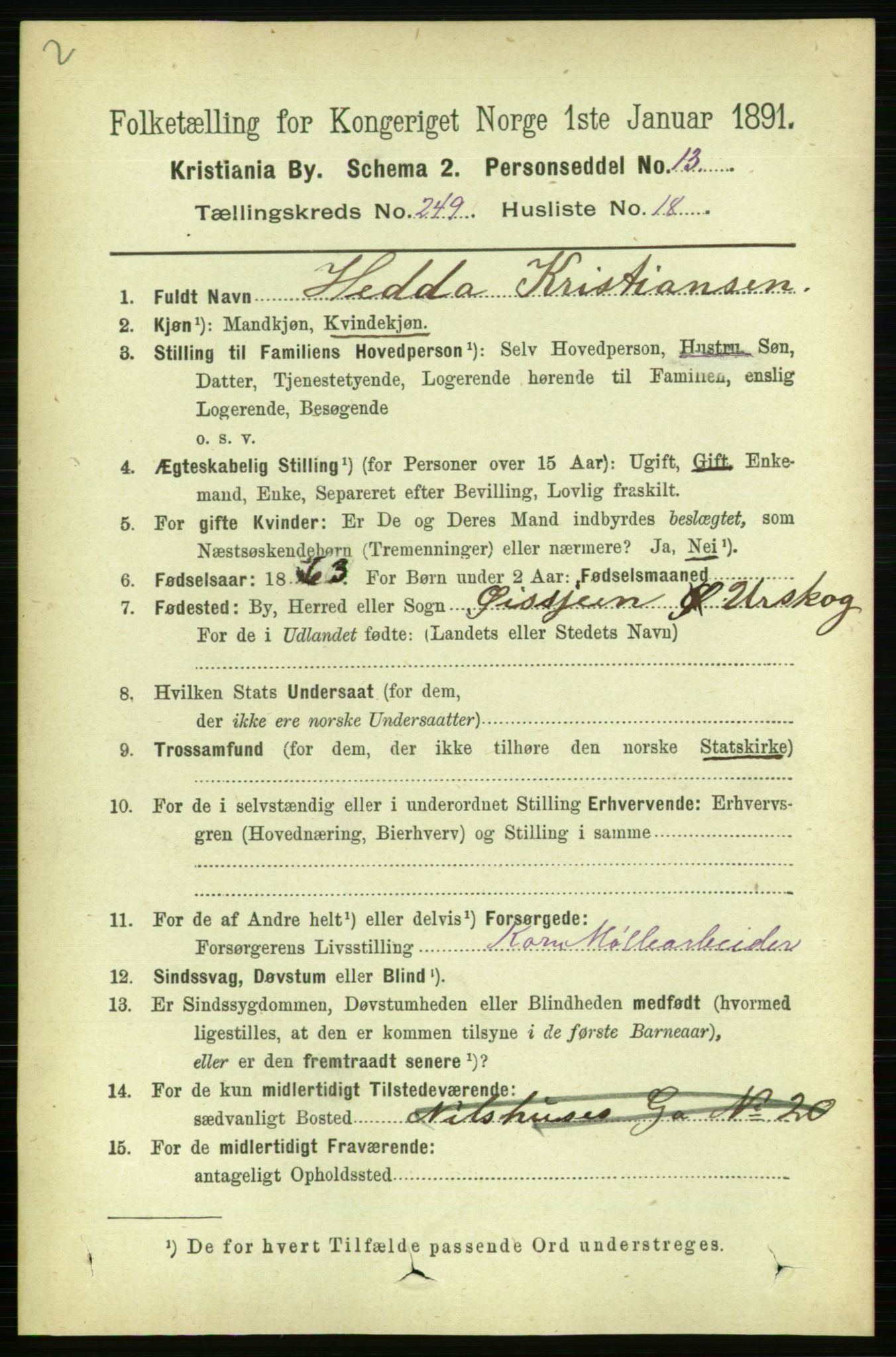 RA, 1891 census for 0301 Kristiania, 1891, p. 152704