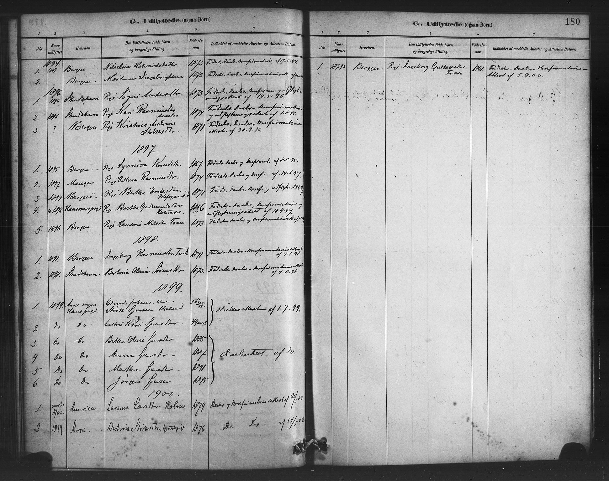 Alversund Sokneprestembete, SAB/A-73901/H/Ha/Haa/Haac/L0001: Parish register (official) no. C 1, 1882-1900, p. 180