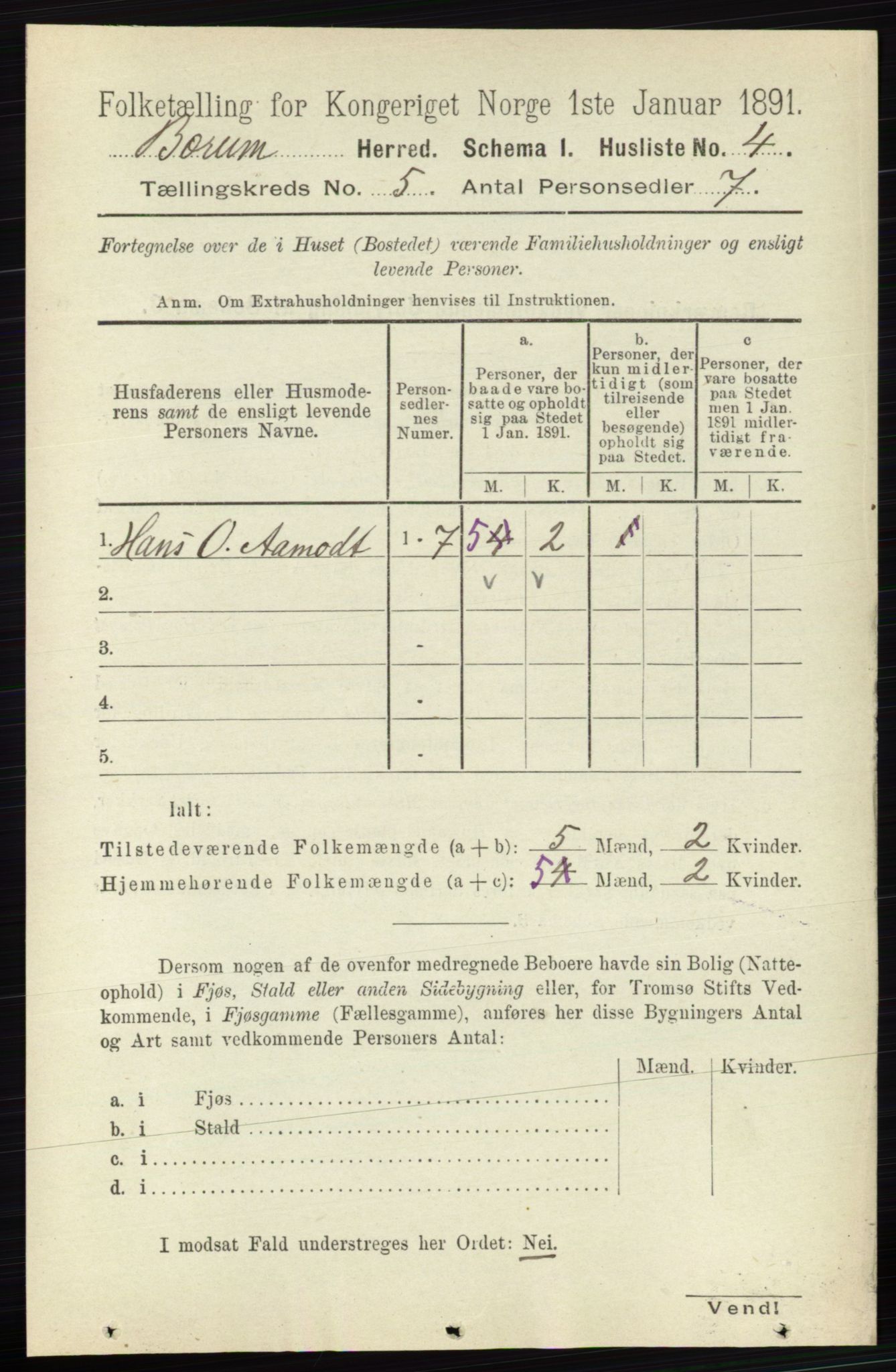 RA, 1891 census for 0219 Bærum, 1891, p. 2940