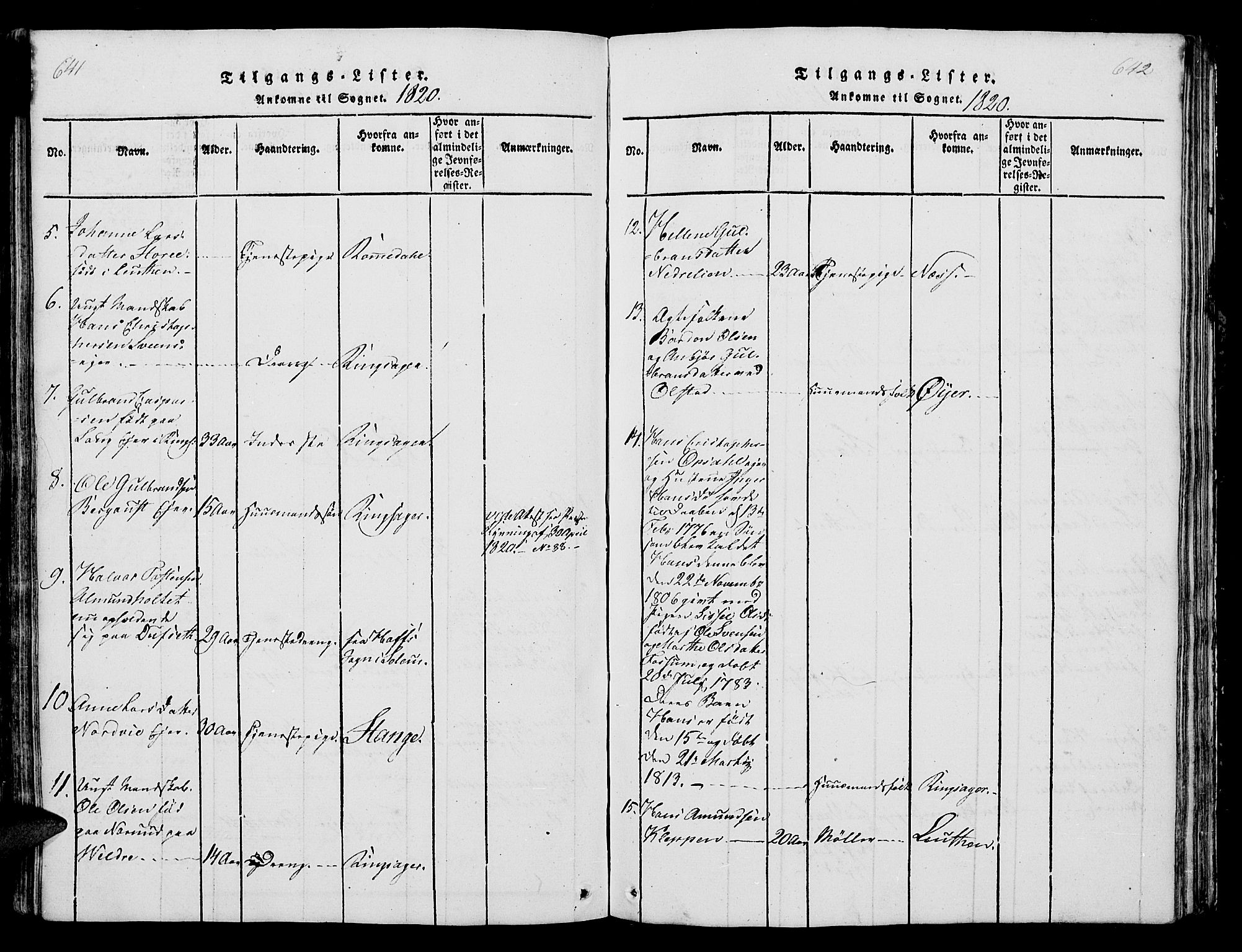 Vang prestekontor, Hedmark, AV/SAH-PREST-008/H/Ha/Hab/L0004: Parish register (copy) no. 4, 1813-1827, p. 641-642