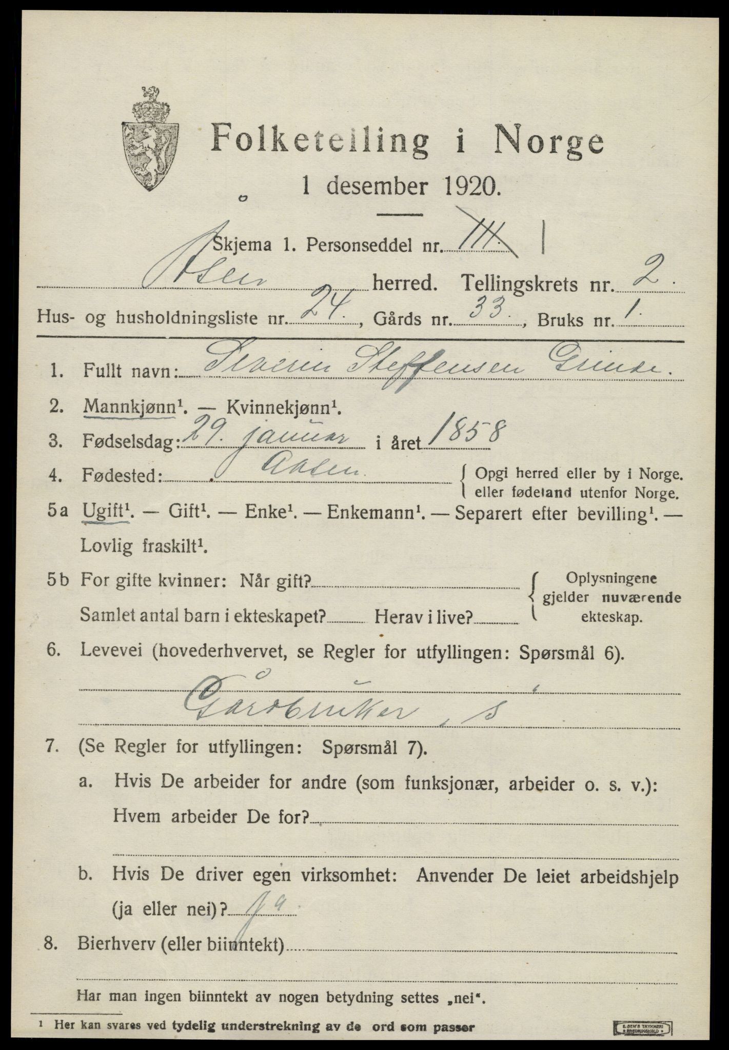 SAT, 1920 census for Åsen, 1920, p. 1928