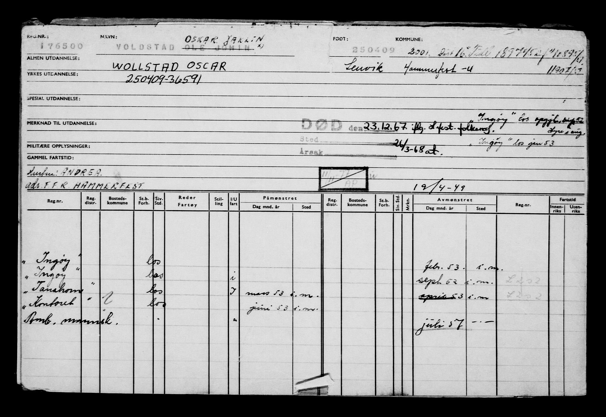 Direktoratet for sjømenn, AV/RA-S-3545/G/Gb/L0082: Hovedkort, 1909, p. 895