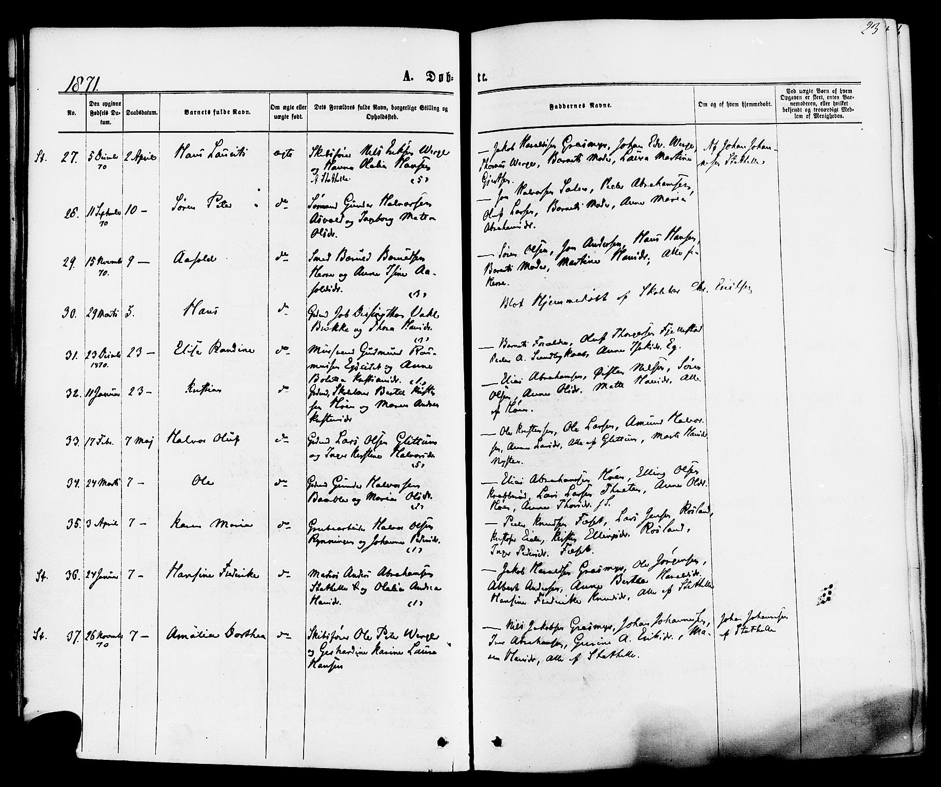 Bamble kirkebøker, AV/SAKO-A-253/F/Fa/L0006: Parish register (official) no. I 6, 1869-1877, p. 23