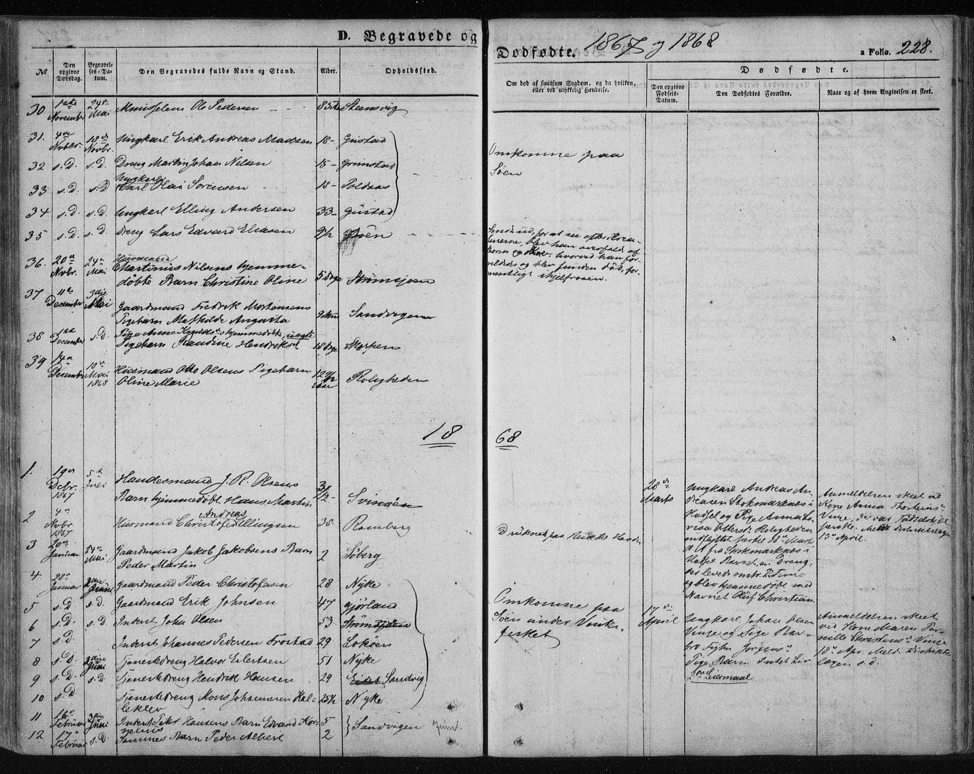 Ministerialprotokoller, klokkerbøker og fødselsregistre - Nordland, SAT/A-1459/891/L1300: Parish register (official) no. 891A05, 1856-1870, p. 228