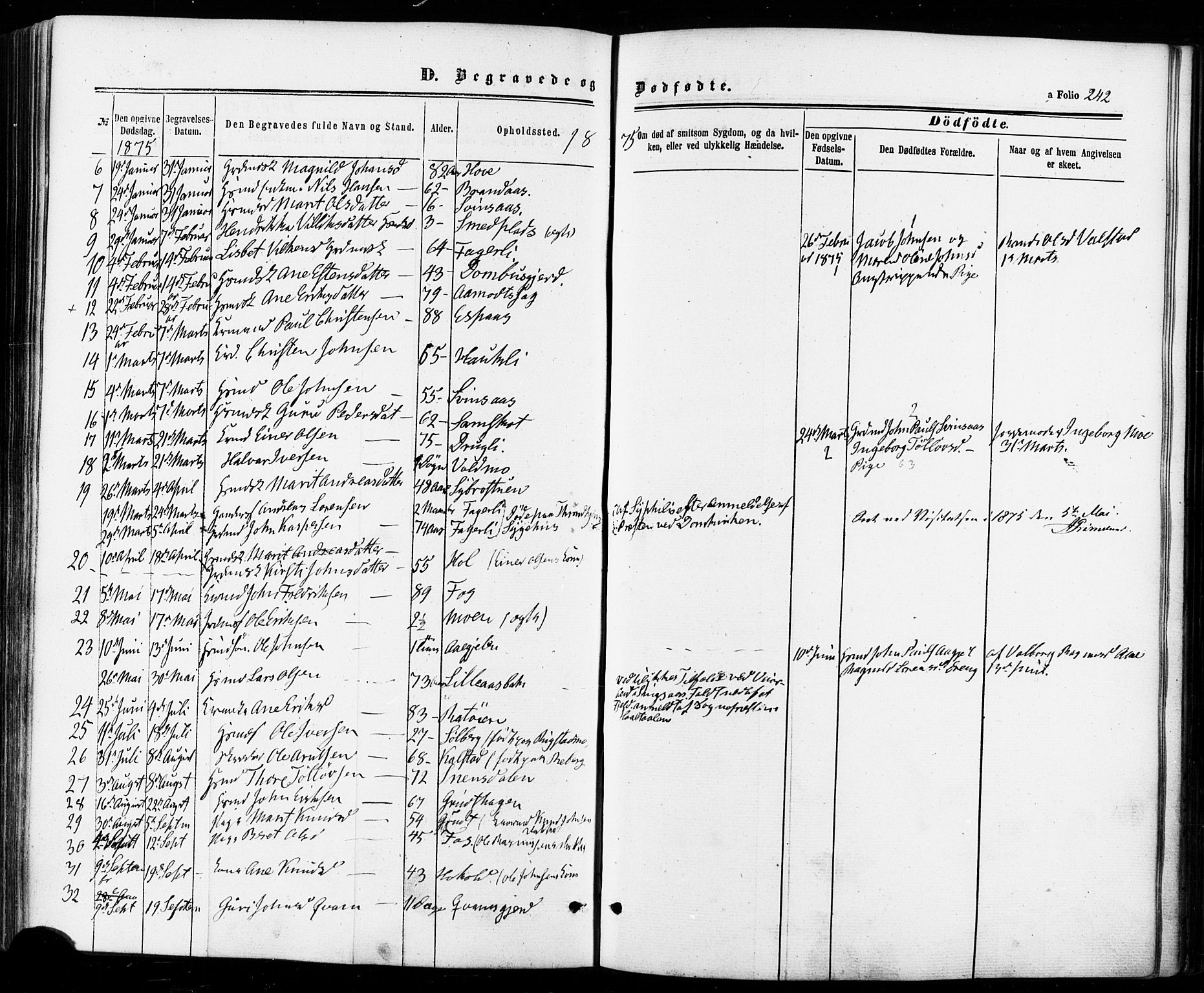 Ministerialprotokoller, klokkerbøker og fødselsregistre - Sør-Trøndelag, AV/SAT-A-1456/672/L0856: Parish register (official) no. 672A08, 1861-1881, p. 242