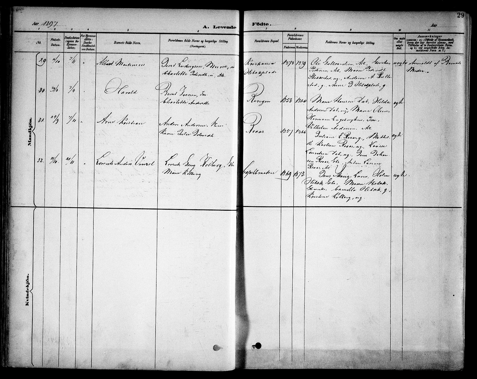 Kråkstad prestekontor Kirkebøker, AV/SAO-A-10125a/F/Fb/L0002: Parish register (official) no. II 2, 1893-1917, p. 29