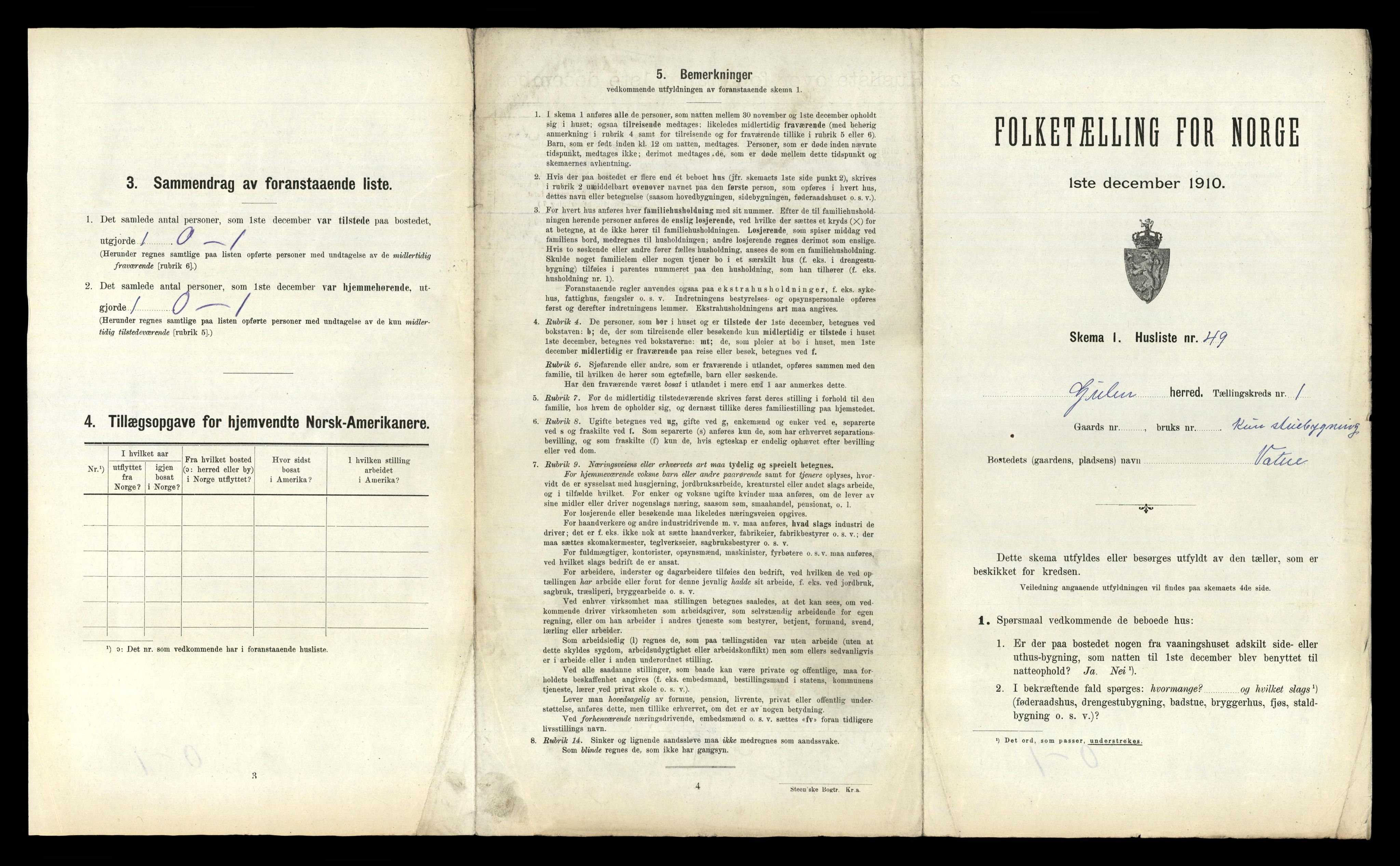 RA, 1910 census for Gulen, 1910, p. 140