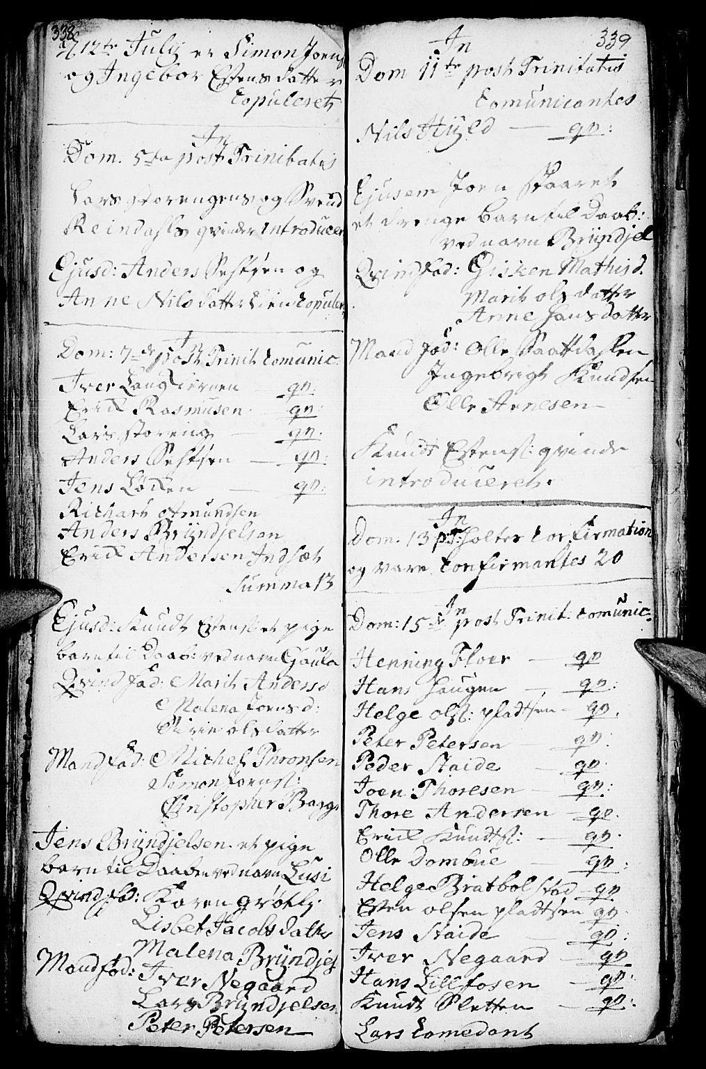 Kvikne prestekontor, AV/SAH-PREST-064/H/Ha/Haa/L0001: Parish register (official) no. 1, 1740-1756, p. 338-339