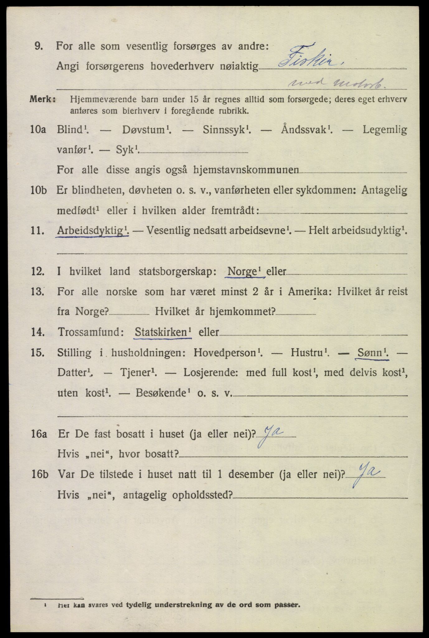 SAK, 1920 census for Søgne, 1920, p. 1498