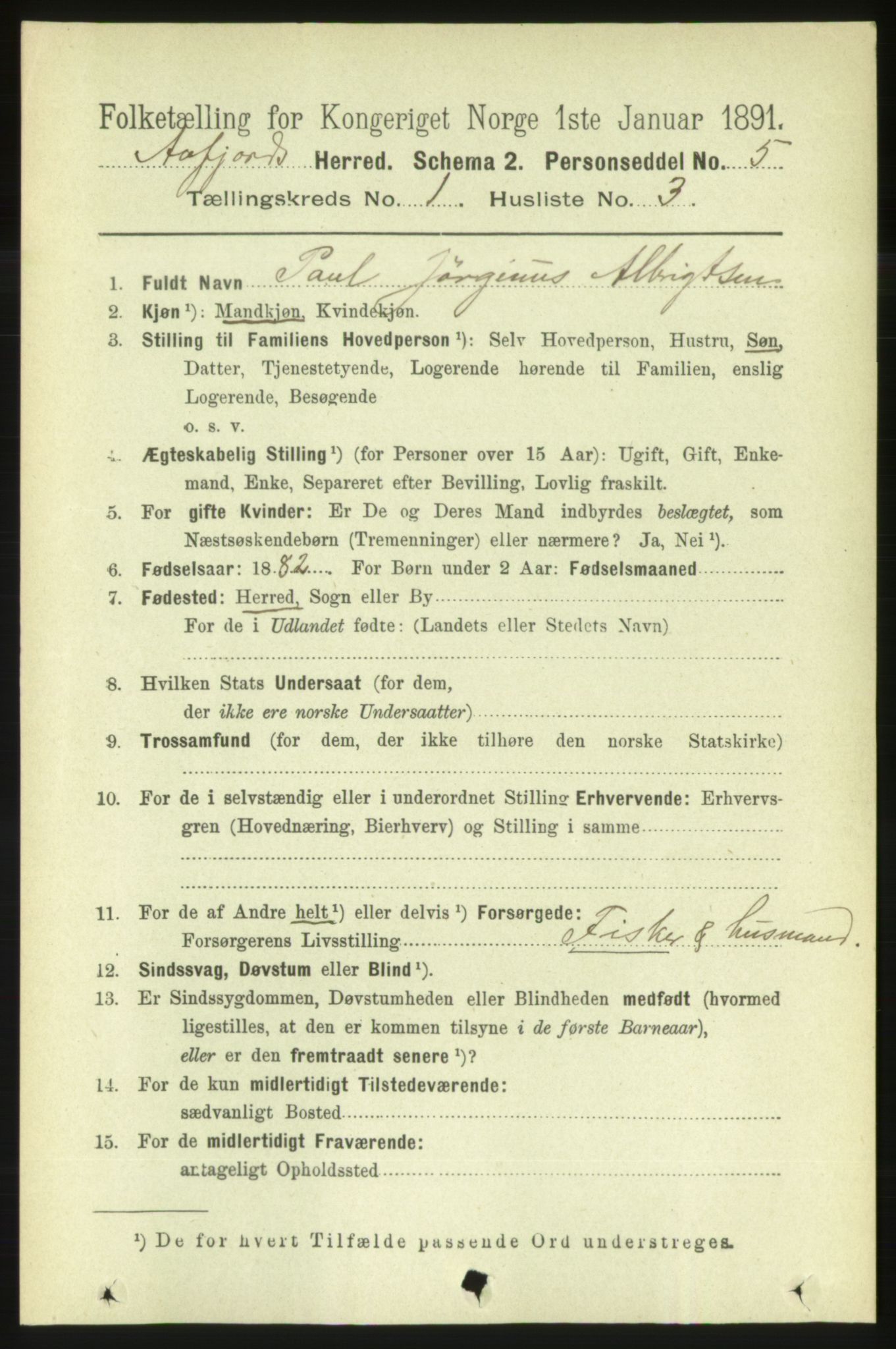 RA, 1891 census for 1630 Åfjord, 1891, p. 92