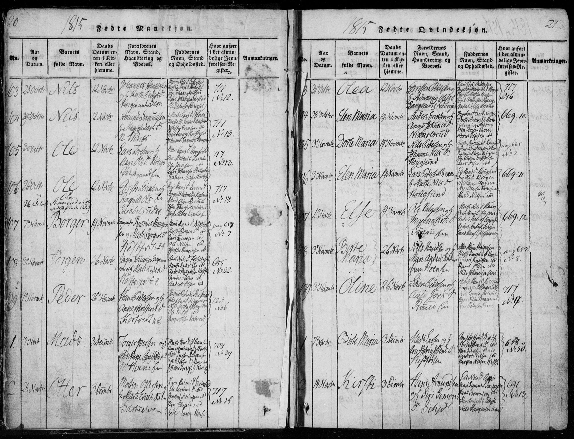 Eiker kirkebøker, AV/SAKO-A-4/F/Fa/L0011: Parish register (official) no. I 11, 1814-1827, p. 20-21