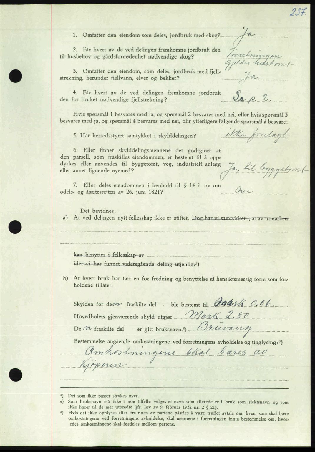 Nordmøre sorenskriveri, AV/SAT-A-4132/1/2/2Ca: Mortgage book no. A105, 1947-1947, Diary no: : 1456/1947