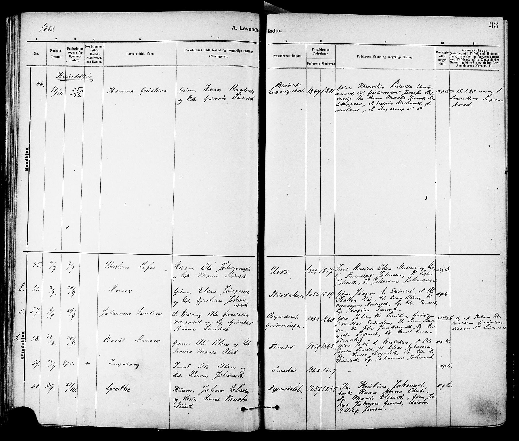 Ministerialprotokoller, klokkerbøker og fødselsregistre - Sør-Trøndelag, AV/SAT-A-1456/647/L0634: Parish register (official) no. 647A01, 1885-1896, p. 33