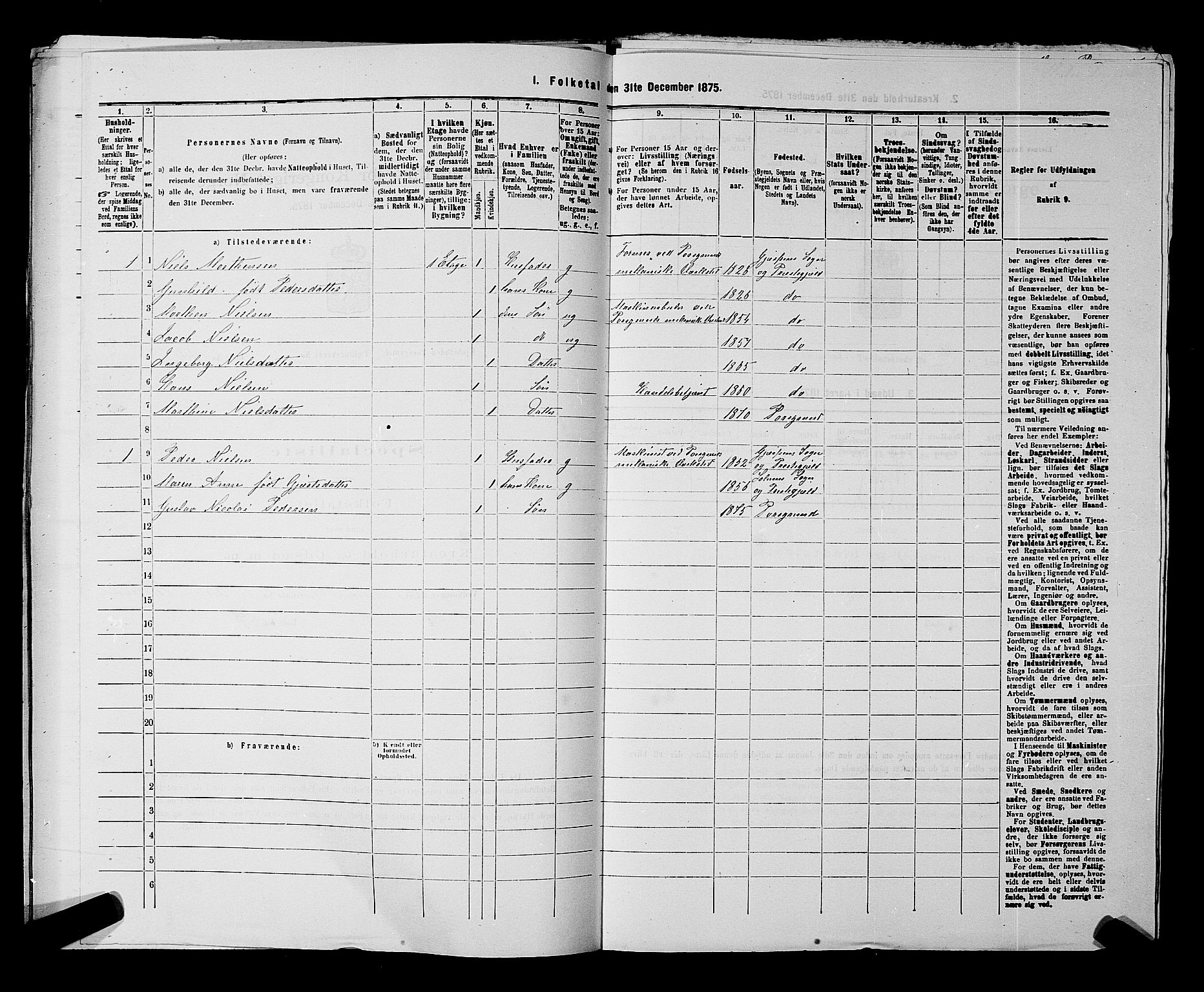 SAKO, 1875 census for 0805P Porsgrunn, 1875, p. 996