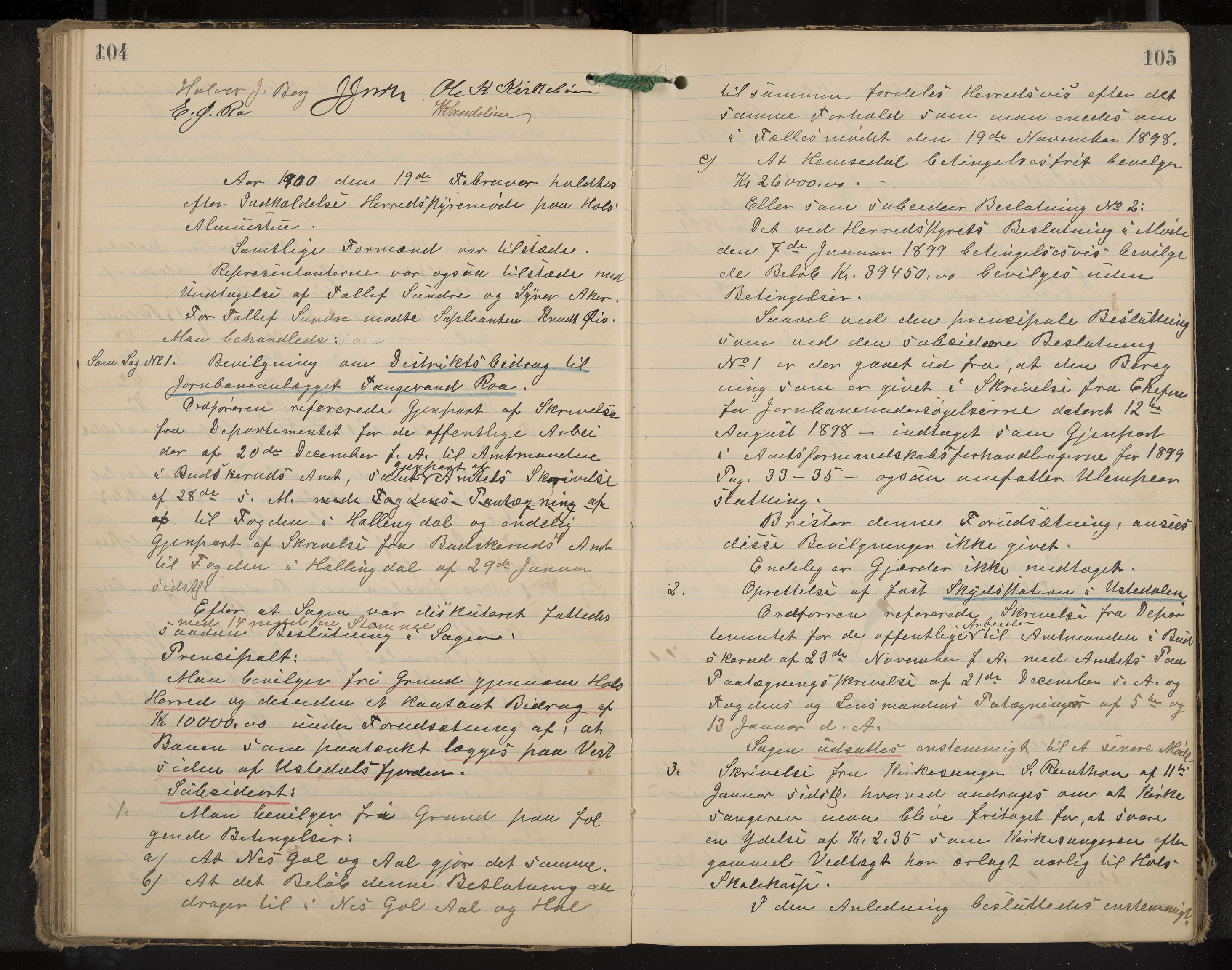 Hol formannskap og sentraladministrasjon, IKAK/0620021-1/A/L0003: Møtebok, 1897-1904, p. 104-105