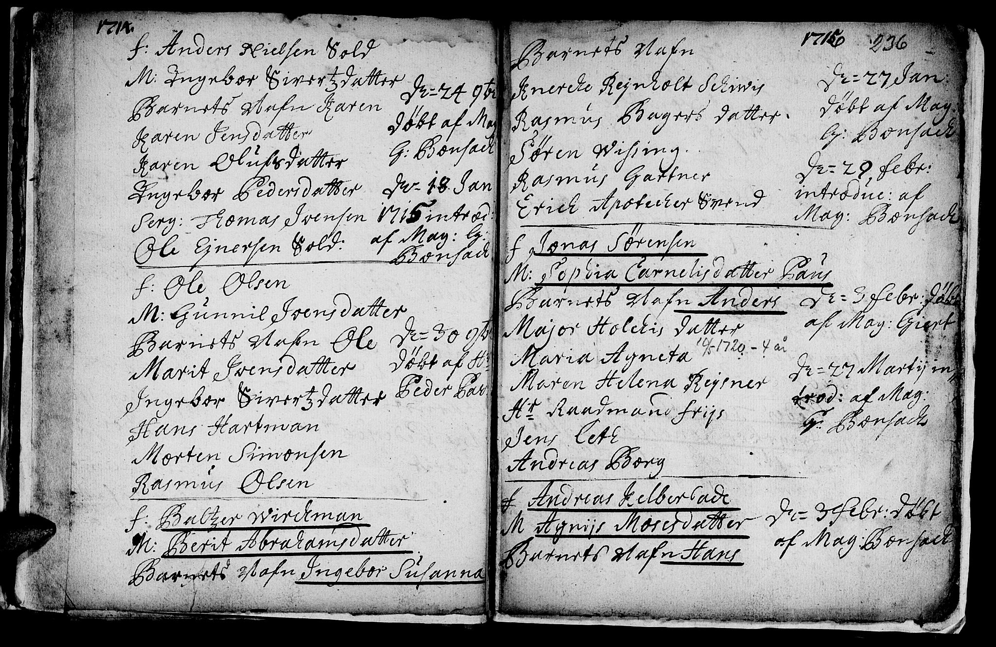 Ministerialprotokoller, klokkerbøker og fødselsregistre - Sør-Trøndelag, SAT/A-1456/601/L0035: Parish register (official) no. 601A03, 1713-1728, p. 236a