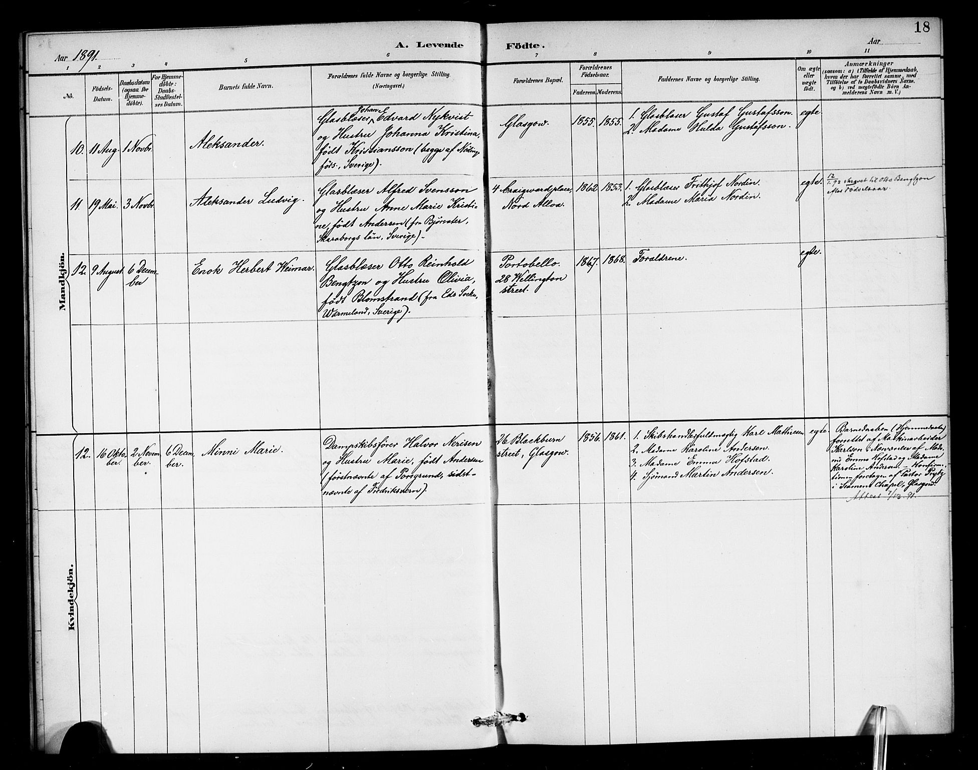 Den norske sjømannsmisjon i utlandet/Skotske havner (Leith, Glasgow), SAB/SAB/PA-0100/H/Ha/Haa/L0003: Parish register (official) no. A 3, 1887-1898, p. 18
