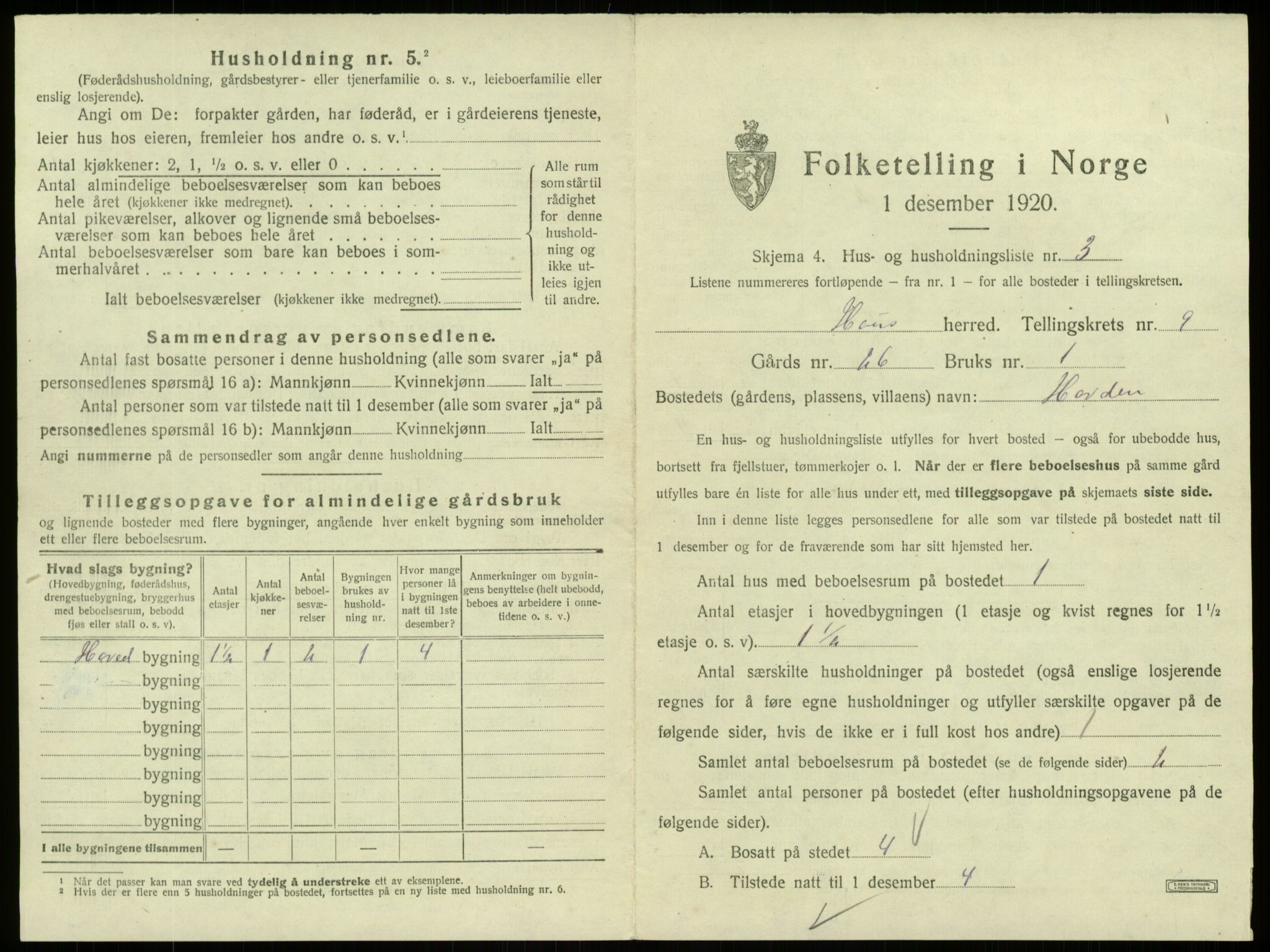 SAB, 1920 census for Haus, 1920, p. 647