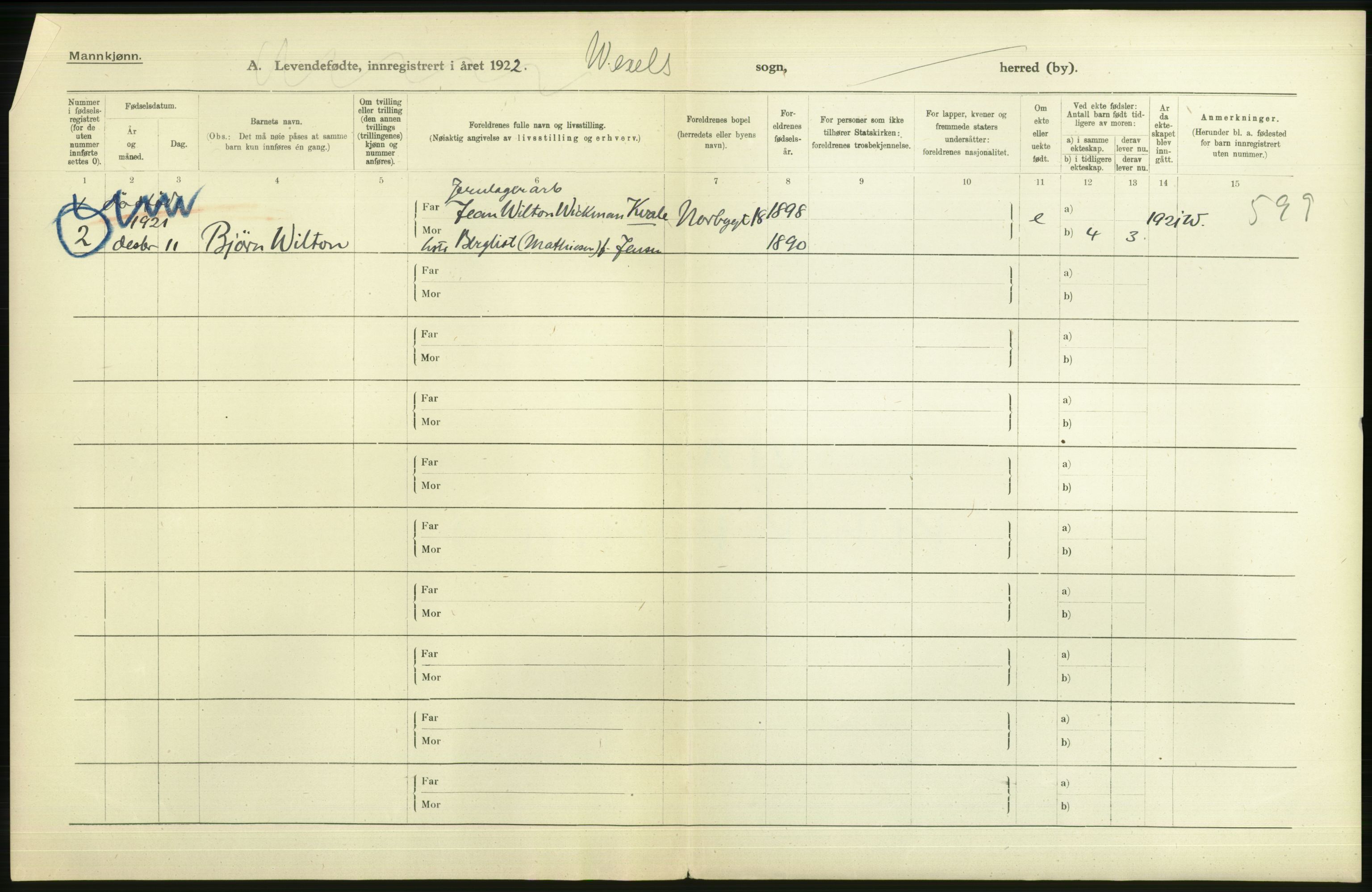 Statistisk sentralbyrå, Sosiodemografiske emner, Befolkning, AV/RA-S-2228/D/Df/Dfc/Dfcb/L0007: Kristiania: Levendefødte menn og kvinner., 1922, p. 648