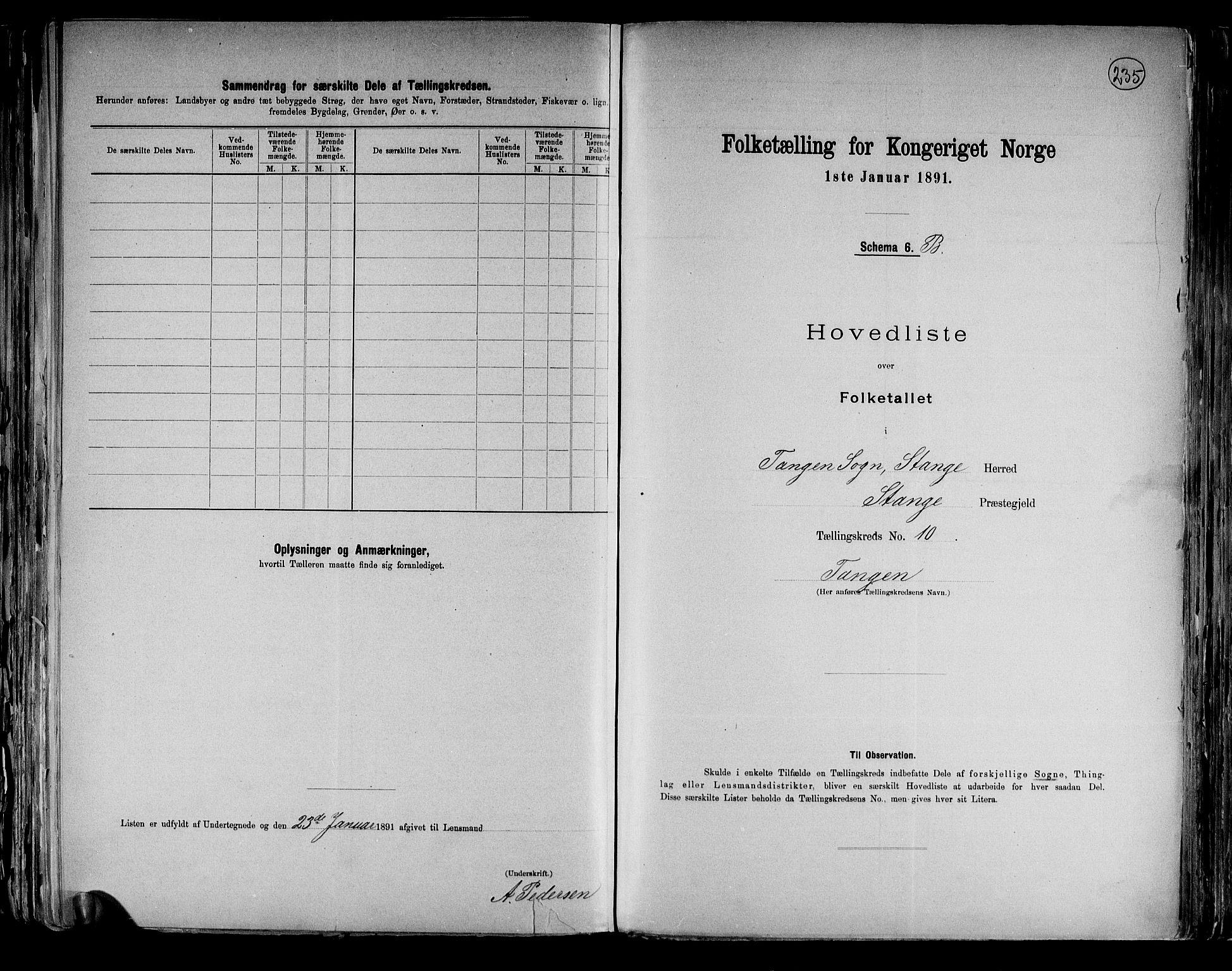 RA, 1891 census for 0417 Stange, 1891, p. 36