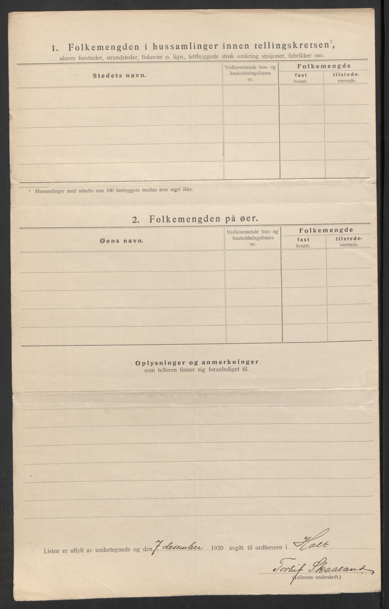 SAK, 1920 census for Holt, 1920, p. 50