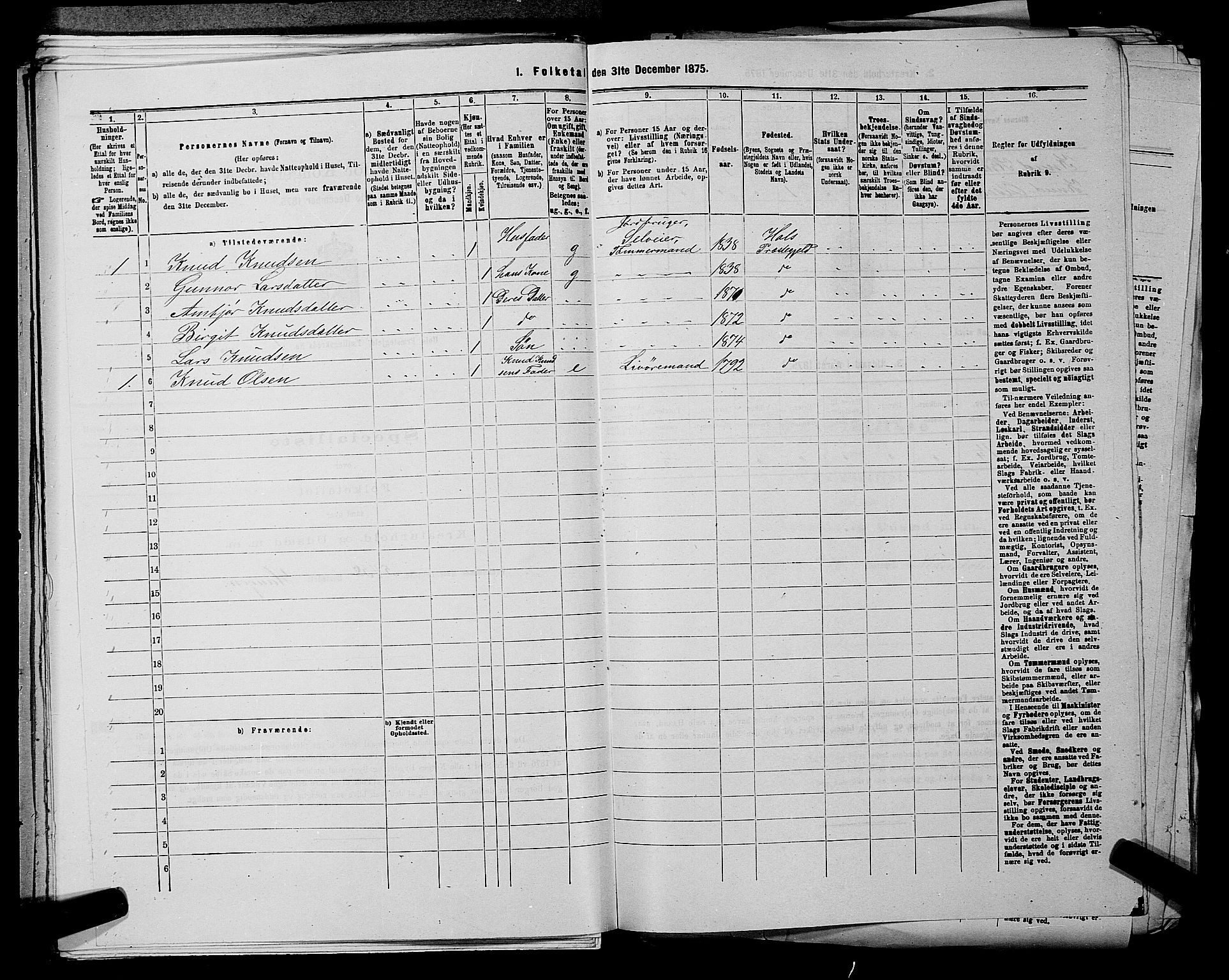 SAKO, 1875 census for 0620P Hol, 1875, p. 153