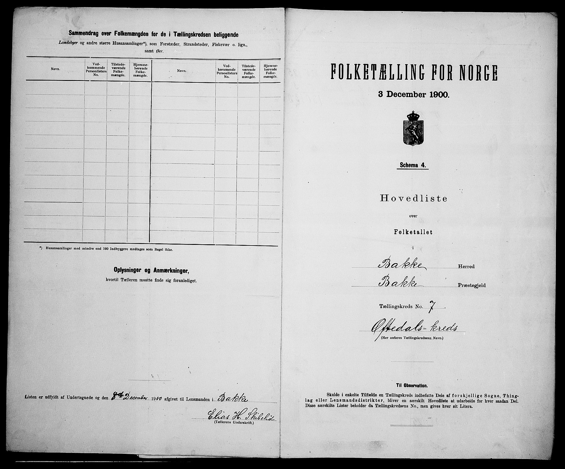 SAK, 1900 census for Bakke, 1900, p. 26