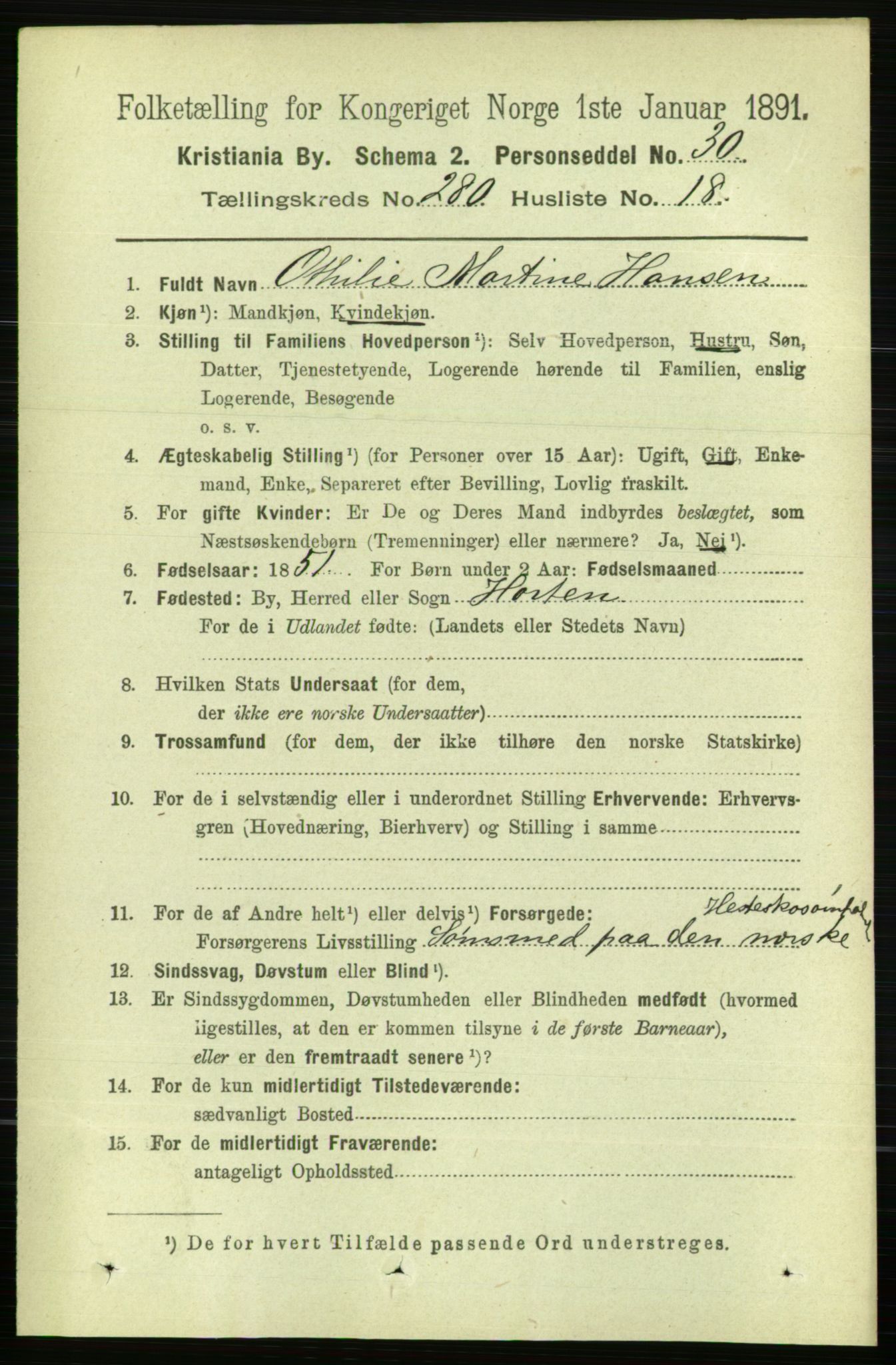 RA, 1891 census for 0301 Kristiania, 1891, p. 170607