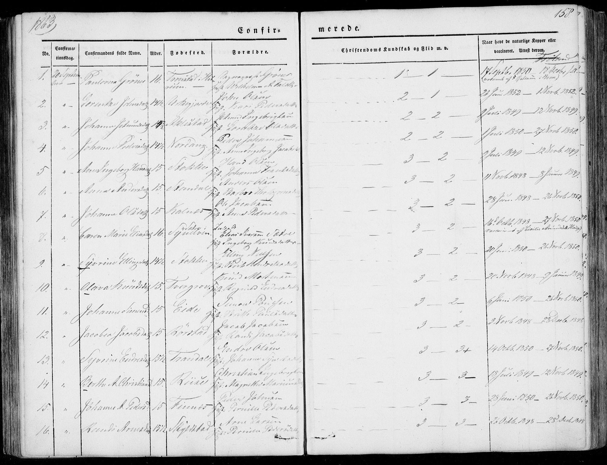 Ministerialprotokoller, klokkerbøker og fødselsregistre - Møre og Romsdal, AV/SAT-A-1454/515/L0209: Parish register (official) no. 515A05, 1847-1868, p. 158