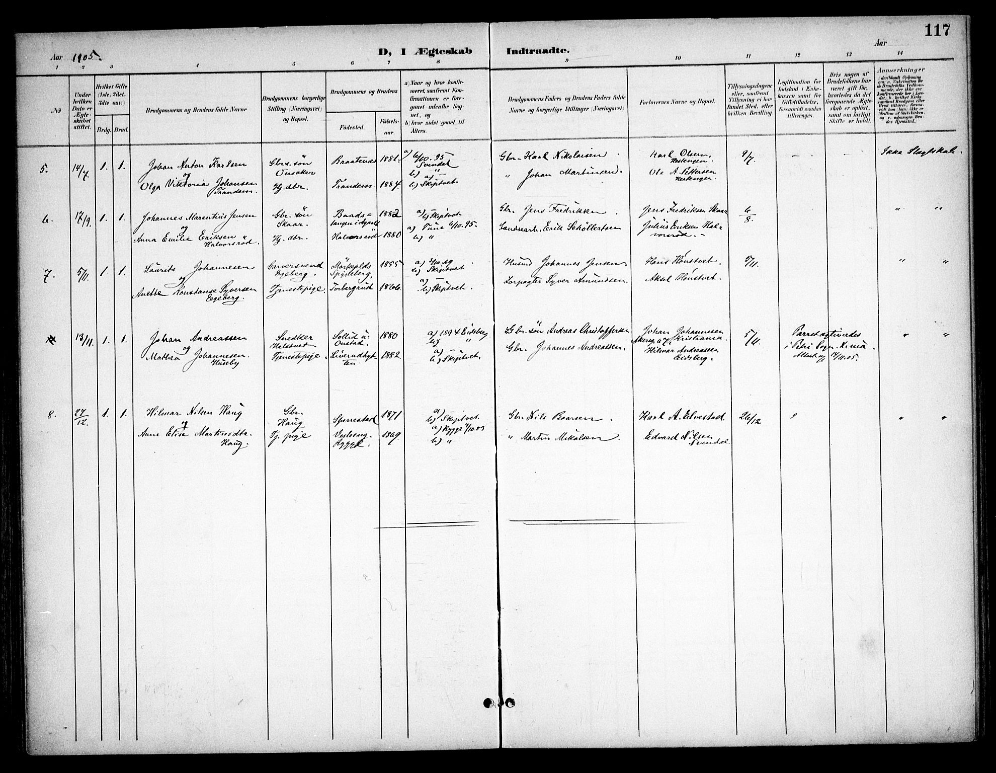 Skiptvet prestekontor Kirkebøker, AV/SAO-A-20009/F/Fa/L0011: Parish register (official) no. 11, 1901-1913, p. 117