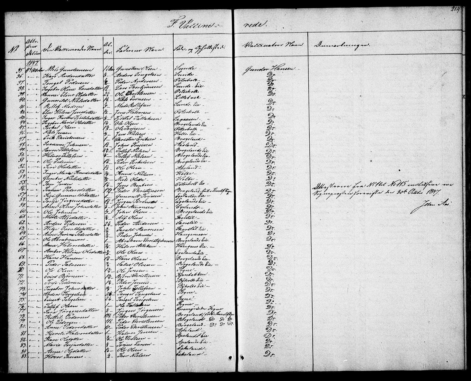 Gjerstad sokneprestkontor, AV/SAK-1111-0014/F/Fa/Faa/L0006: Parish register (official) no. A 6, 1841-1857, p. 214