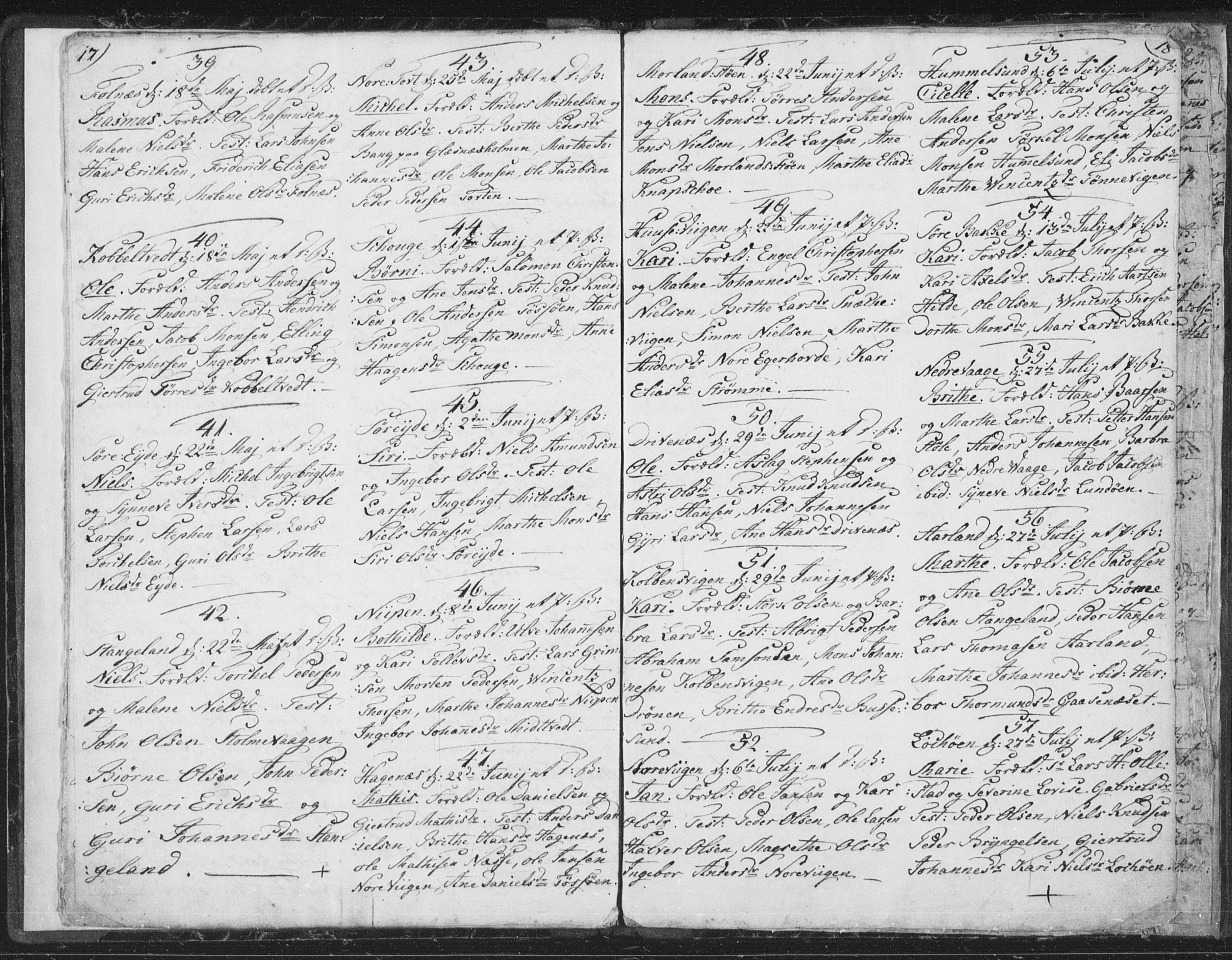 Sund sokneprestembete, AV/SAB-A-99930: Parish register (official) no. A 9, 1799-1803, p. 17-18