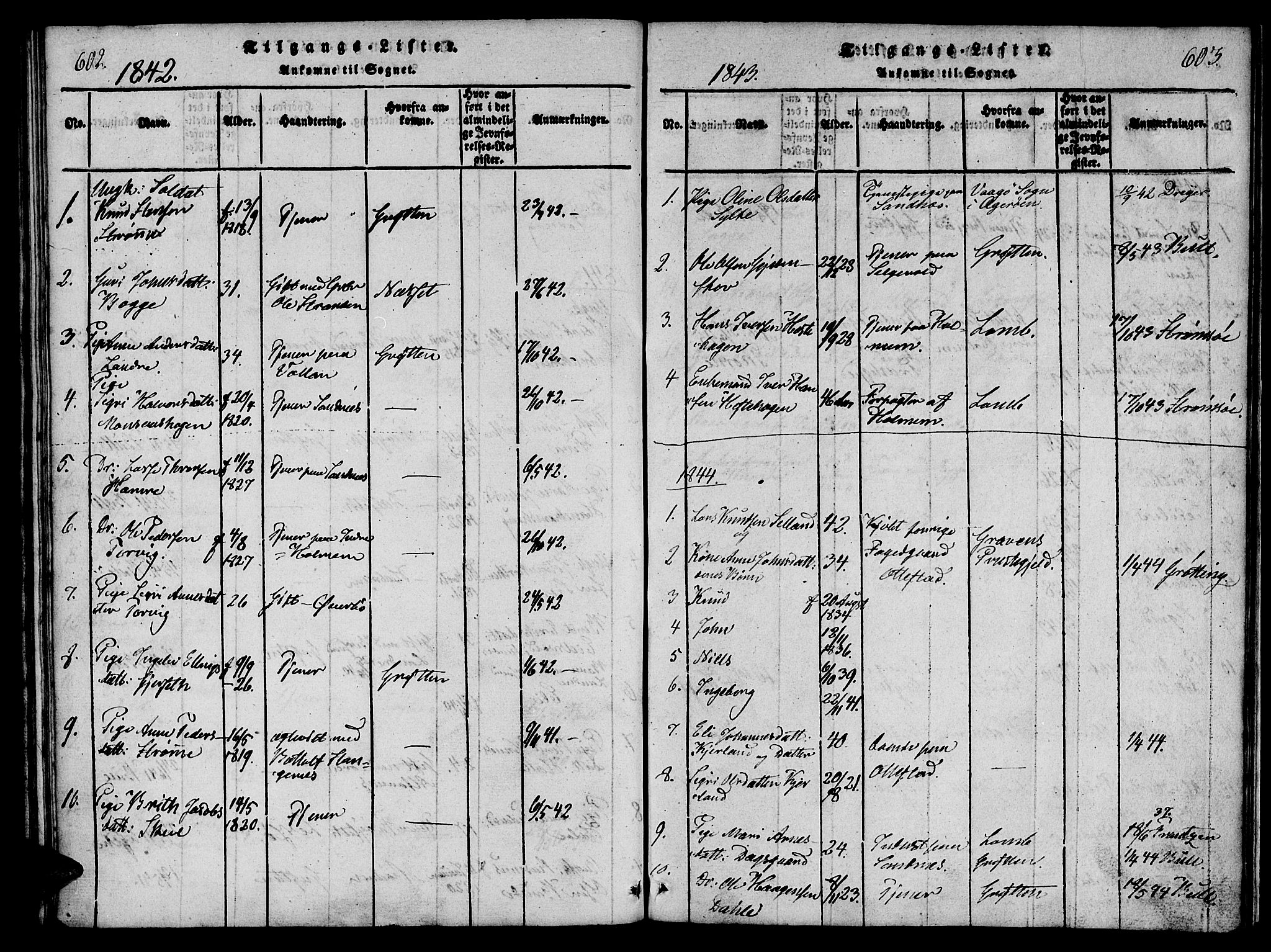 Ministerialprotokoller, klokkerbøker og fødselsregistre - Møre og Romsdal, AV/SAT-A-1454/548/L0612: Parish register (official) no. 548A01, 1818-1846, p. 602-603