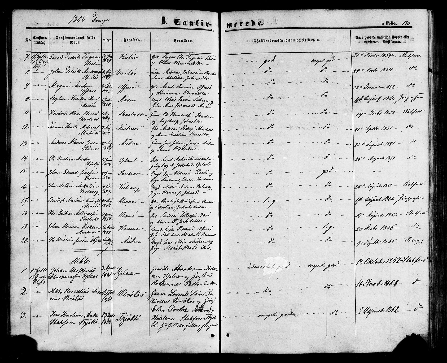 Ministerialprotokoller, klokkerbøker og fødselsregistre - Nordland, AV/SAT-A-1459/817/L0262: Parish register (official) no. 817A03/ 1, 1862-1877, p. 130