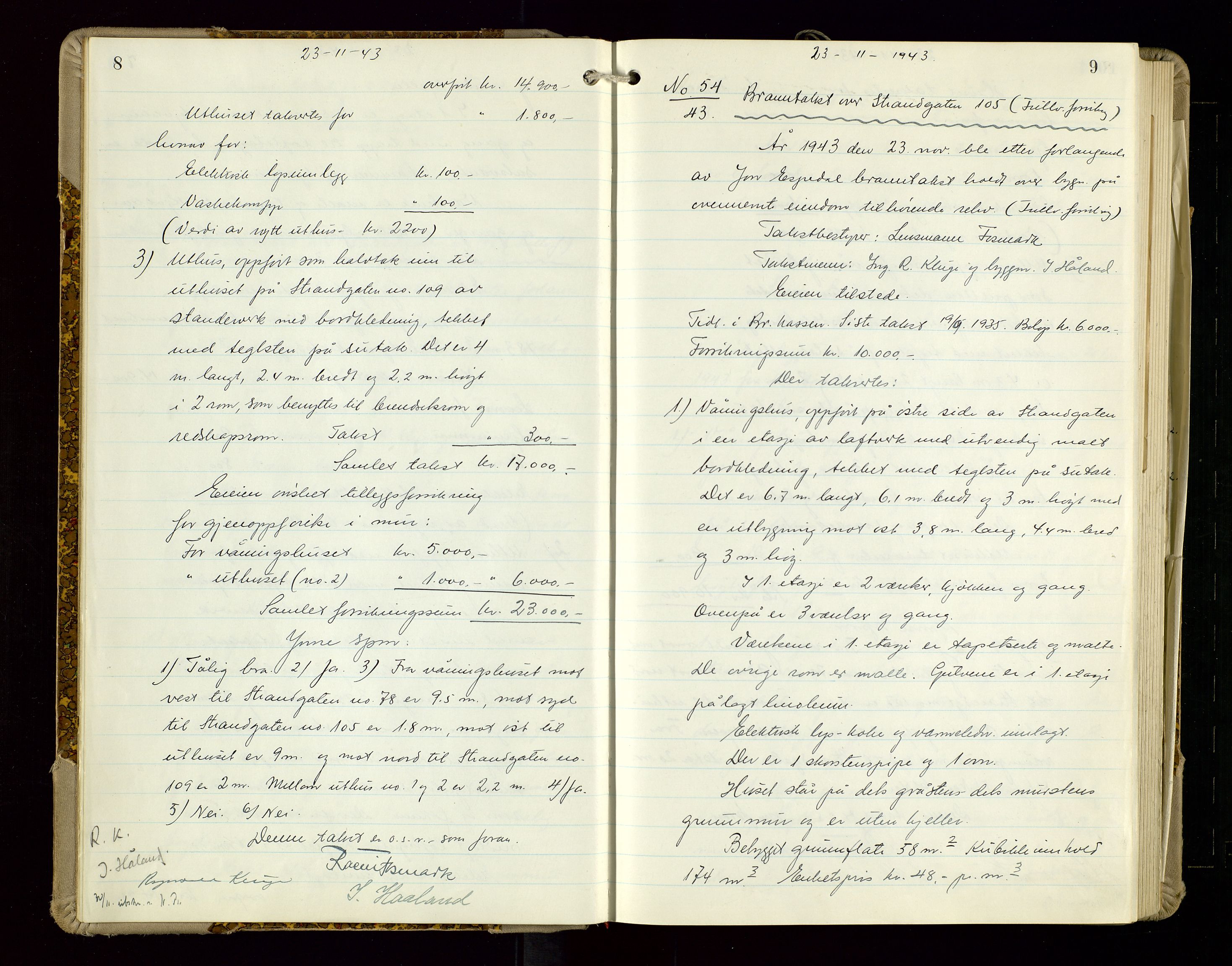 Sandnes lensmannskontor, AV/SAST-A-100167/Goa/L0006: "Brandtakstprotokol", 1943-1954, p. 8-9