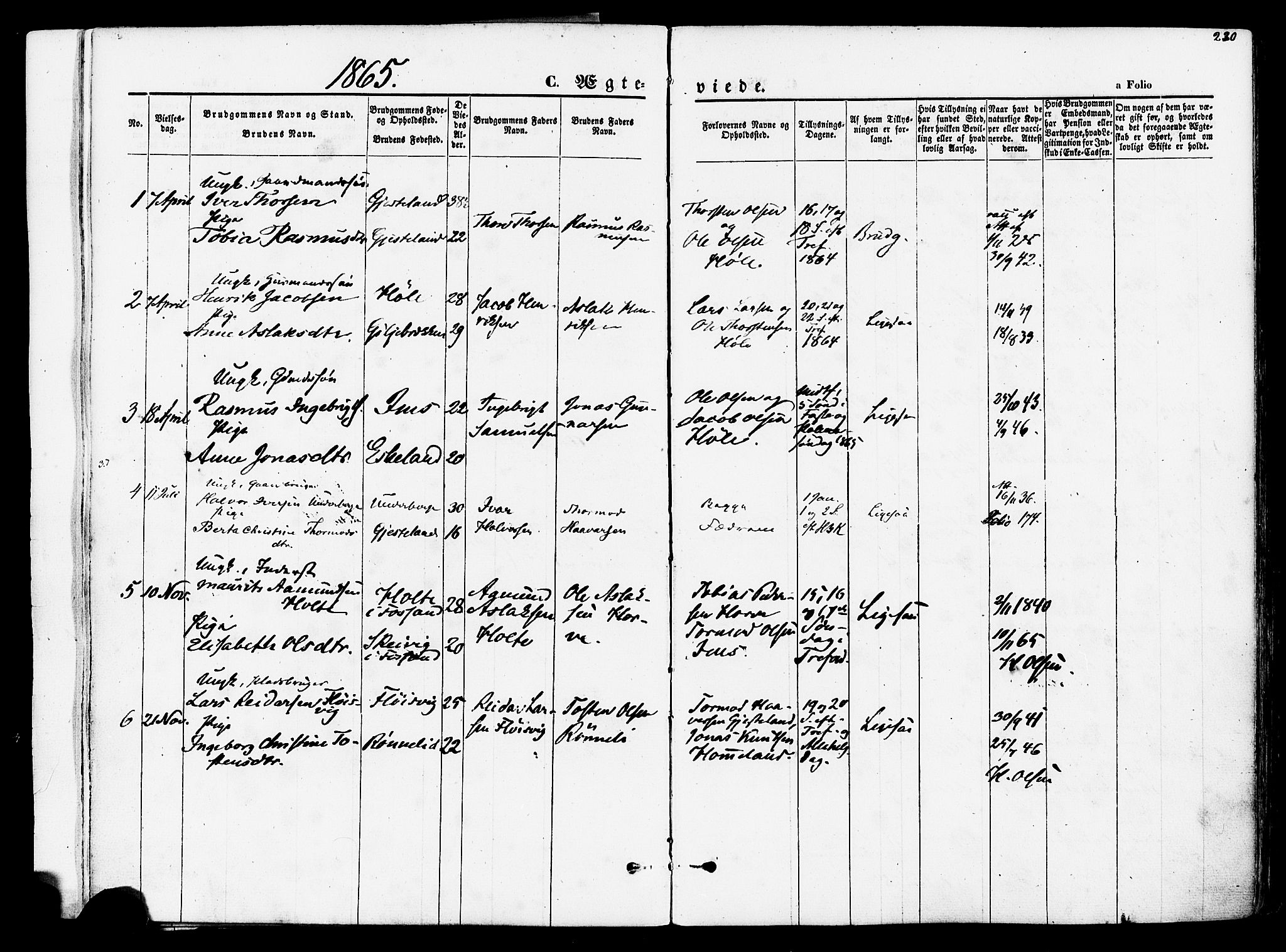 Høgsfjord sokneprestkontor, SAST/A-101624/H/Ha/Haa/L0002: Parish register (official) no. A 2, 1855-1885, p. 230
