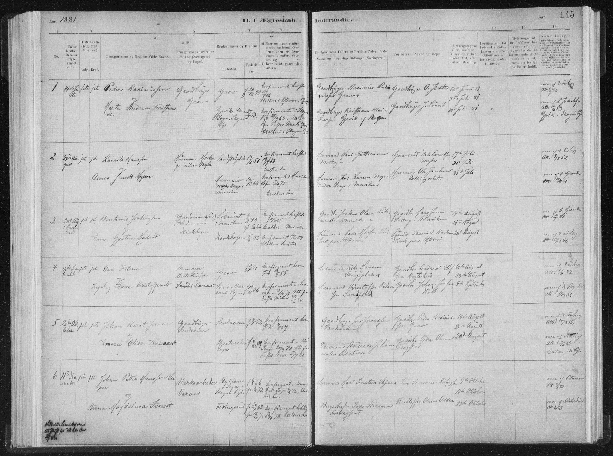 Ministerialprotokoller, klokkerbøker og fødselsregistre - Nord-Trøndelag, AV/SAT-A-1458/722/L0220: Parish register (official) no. 722A07, 1881-1908, p. 145