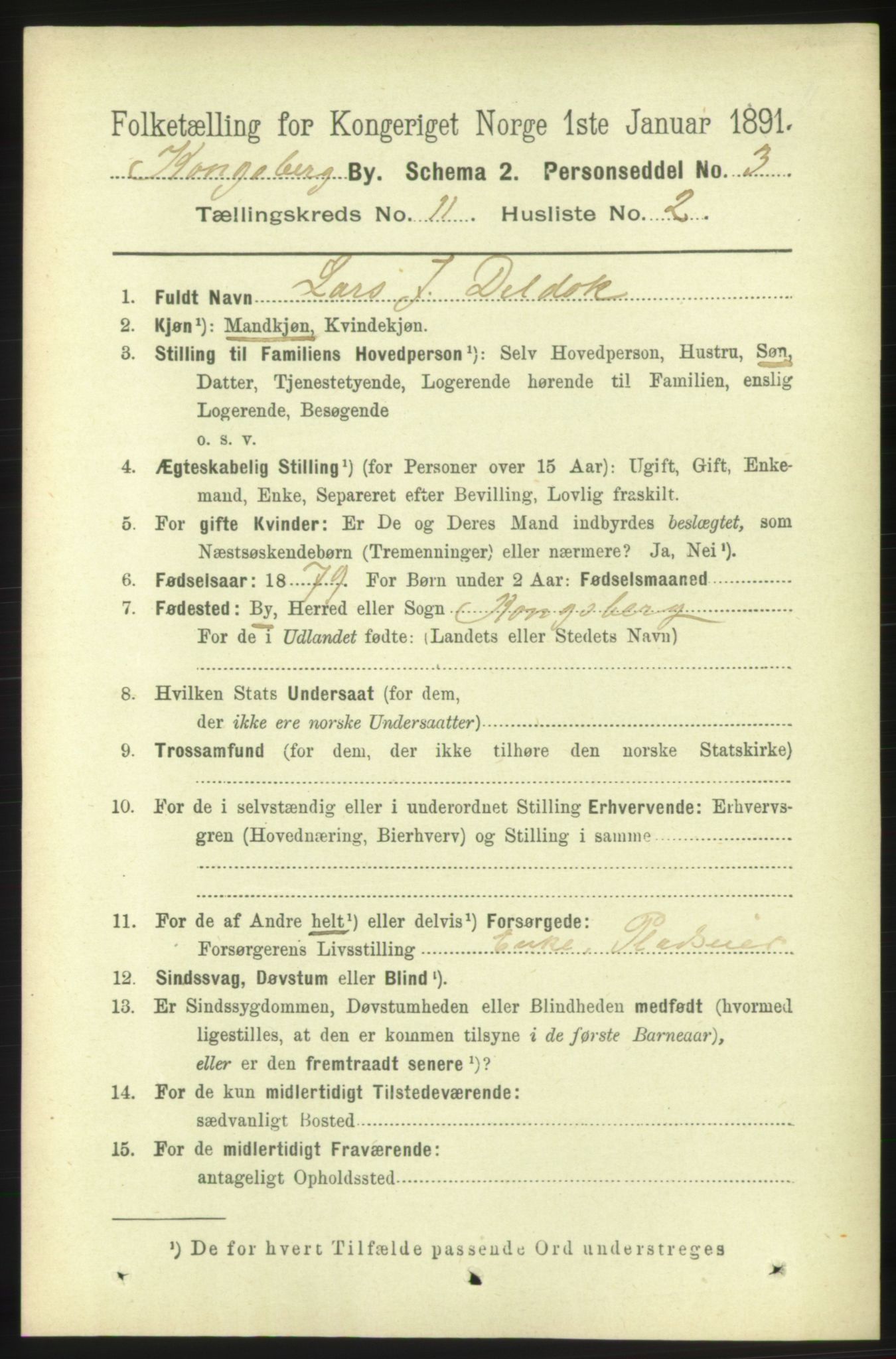 RA, 1891 census for 0604 Kongsberg, 1891, p. 6833