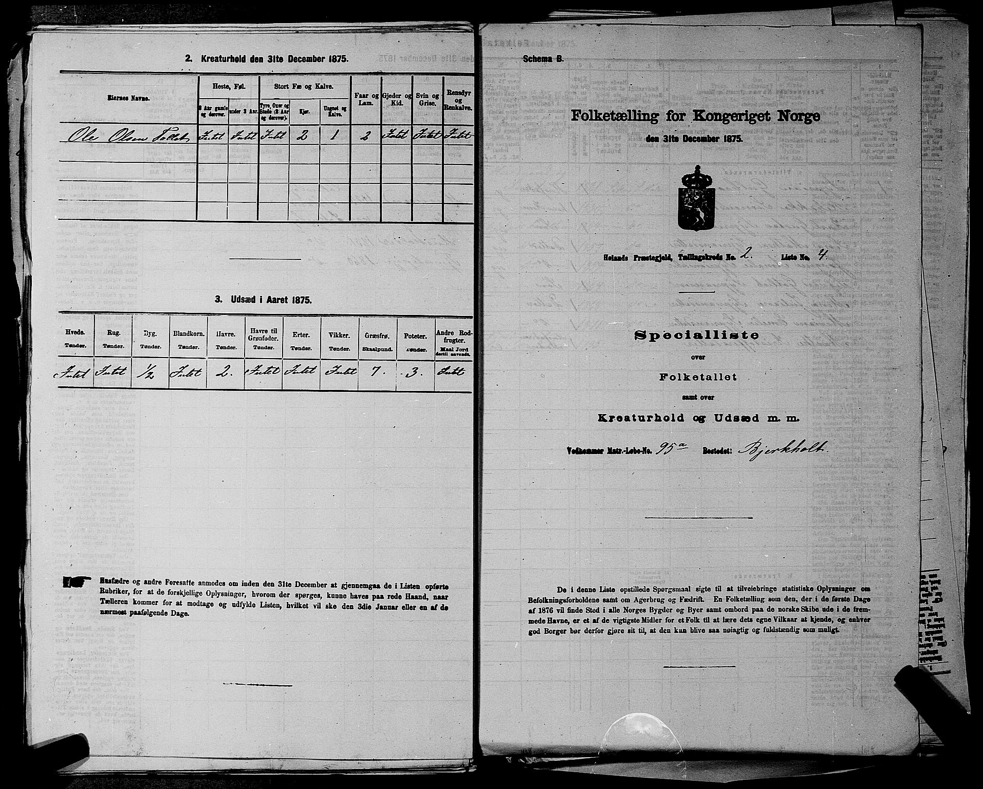 RA, 1875 census for 0221P Høland, 1875, p. 423