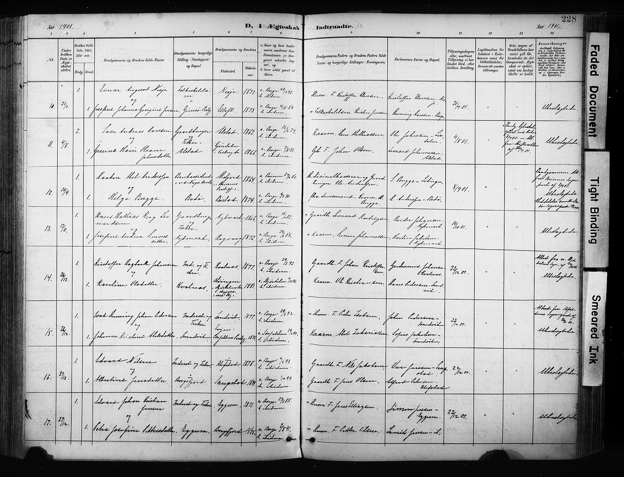 Ministerialprotokoller, klokkerbøker og fødselsregistre - Nordland, SAT/A-1459/880/L1134: Parish register (official) no. 880A08, 1899-1908, p. 228