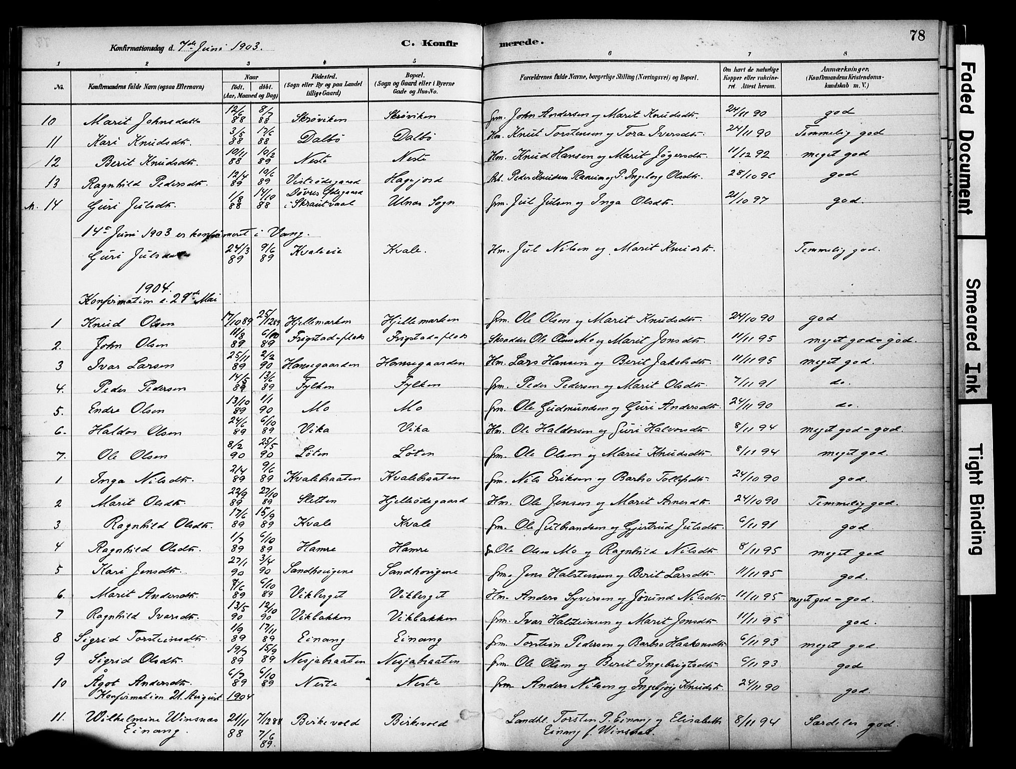 Vestre Slidre prestekontor, SAH/PREST-136/H/Ha/Haa/L0004: Parish register (official) no. 4, 1881-1911, p. 78