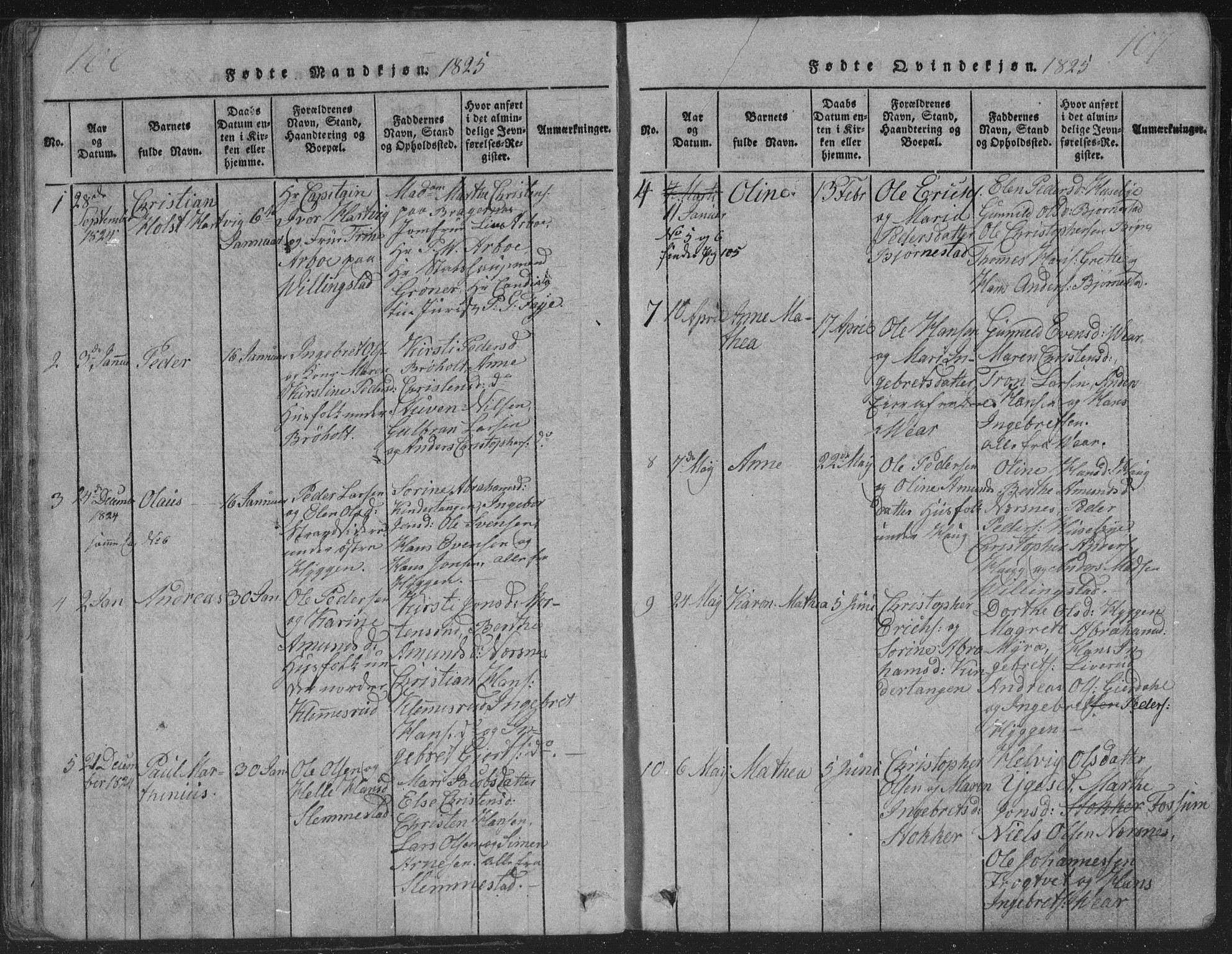 Røyken kirkebøker, AV/SAKO-A-241/G/Ga/L0003: Parish register (copy) no. 3, 1814-1856, p. 106-107