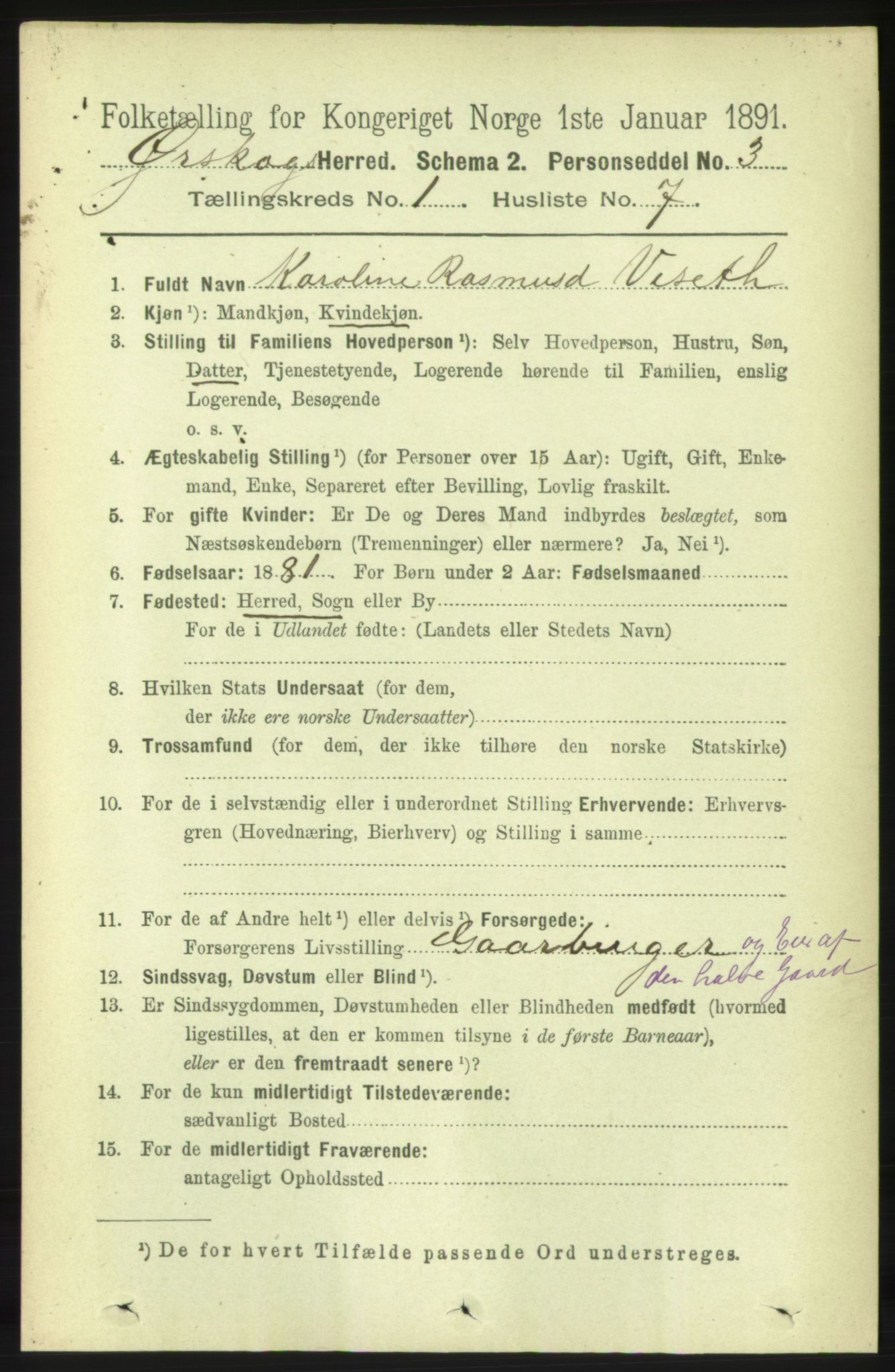 RA, 1891 census for 1527 Ørskog, 1891, p. 124