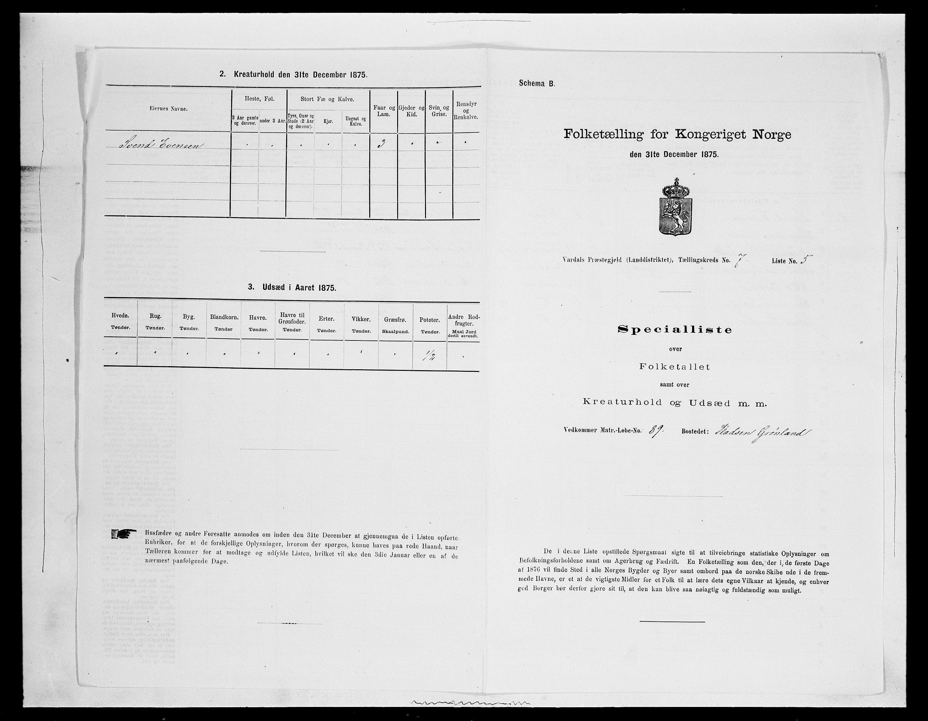 SAH, 1875 census for 0527L Vardal/Vardal og Hunn, 1875, p. 977