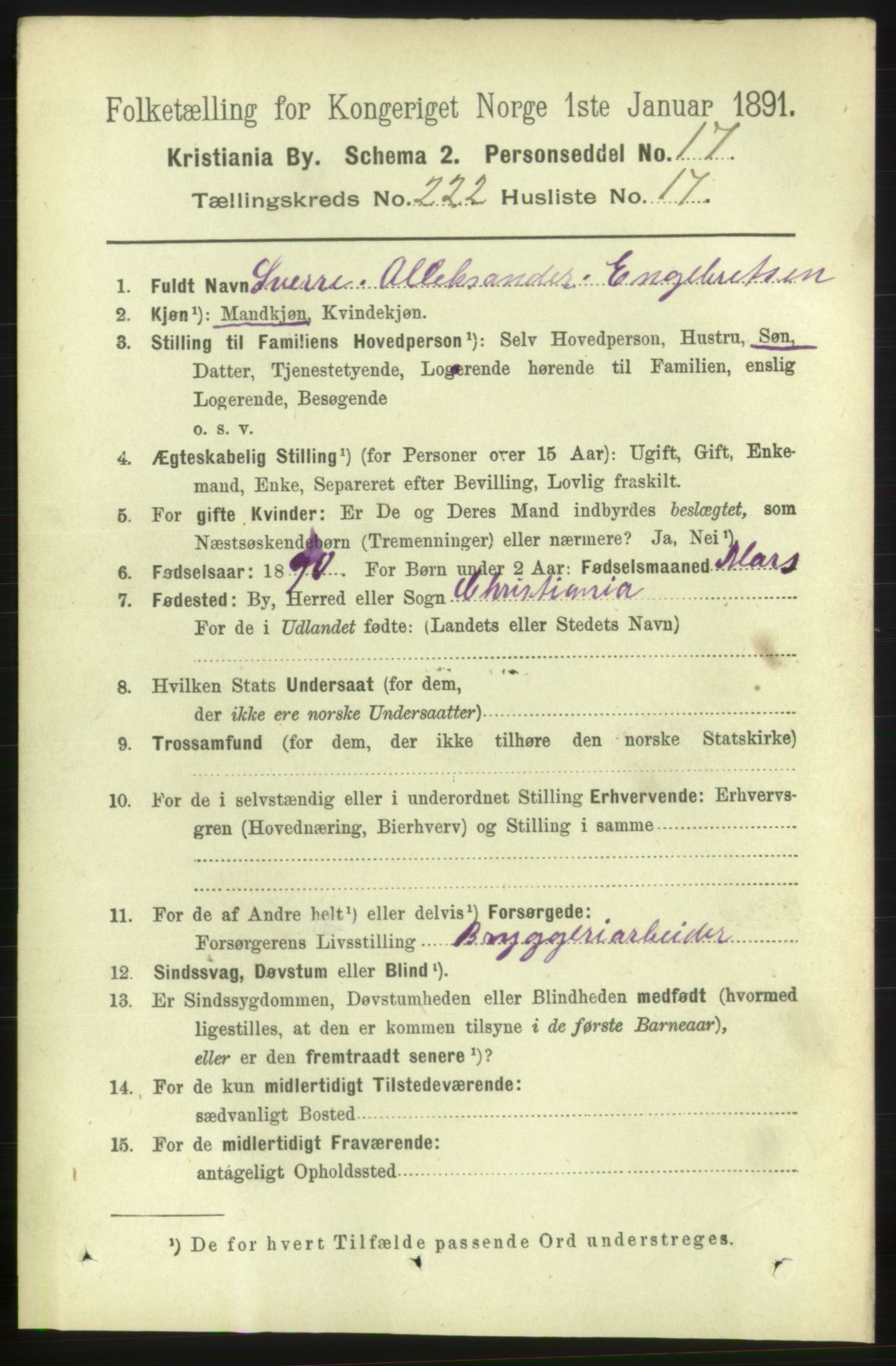 RA, 1891 census for 0301 Kristiania, 1891, p. 133729