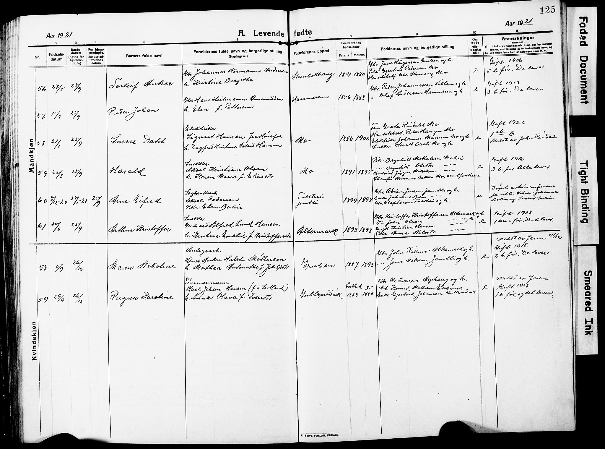 Ministerialprotokoller, klokkerbøker og fødselsregistre - Nordland, AV/SAT-A-1459/827/L0423: Parish register (copy) no. 827C12, 1912-1930, p. 125