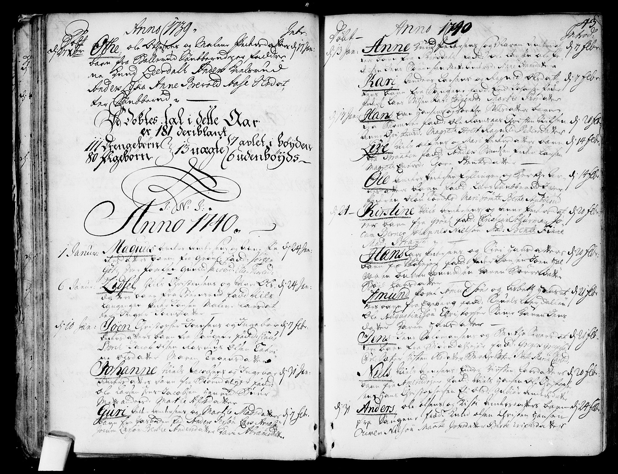 Aker prestekontor kirkebøker, AV/SAO-A-10861/F/L0007: Parish register (official) no. 7, 1734-1748, p. 43