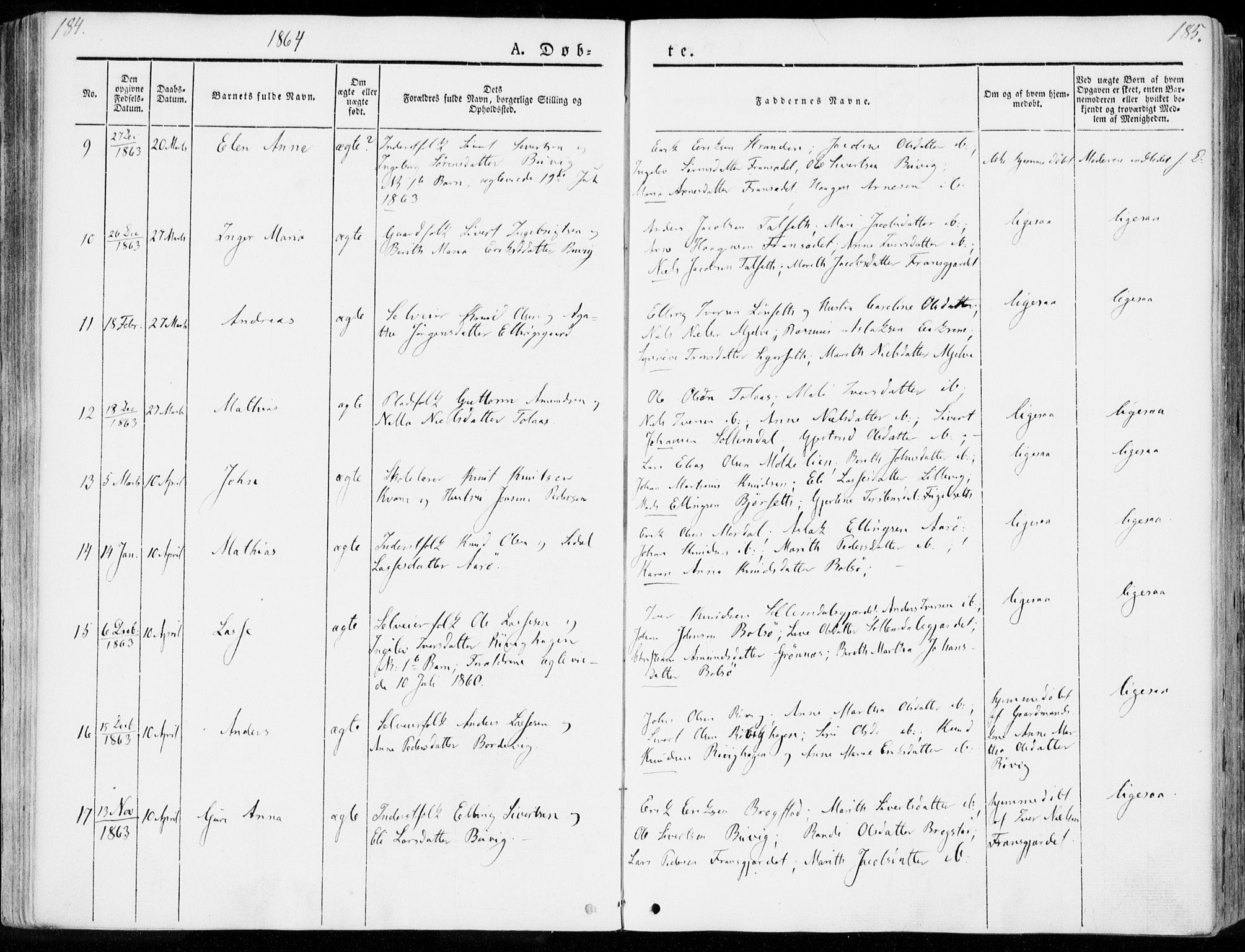 Ministerialprotokoller, klokkerbøker og fødselsregistre - Møre og Romsdal, AV/SAT-A-1454/555/L0653: Parish register (official) no. 555A04, 1843-1869, p. 184-185